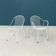 German Mid-Century White Iron Garden Chairs by Mauser Werke Waldeck, 1950s