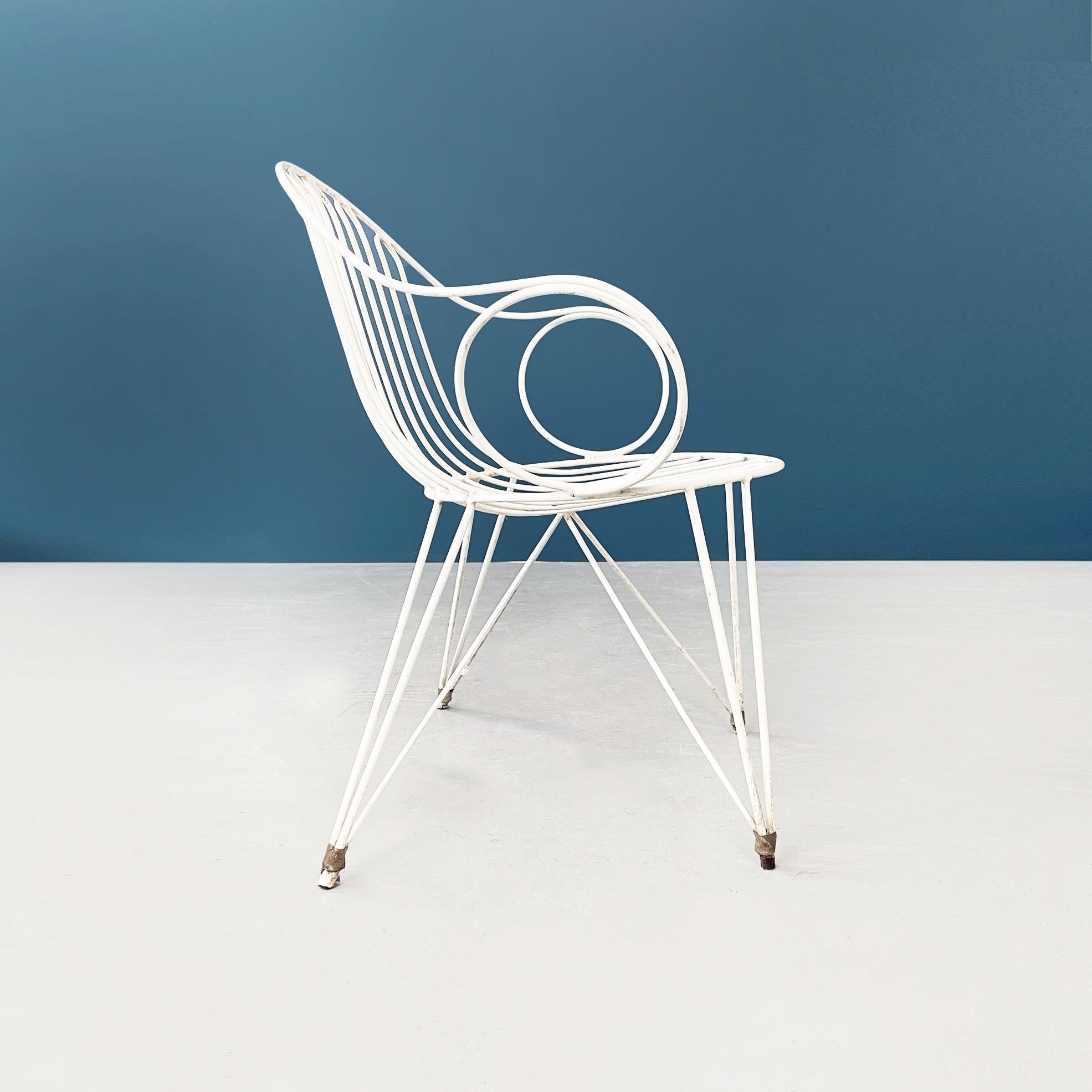 German Mid-Century White Iron Garden Chairs by Mauser Werke Waldeck, 1950s In Good Condition In MIlano, IT