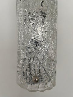 German Midcenturry Pair of Murano Ice-Glass Wall Sconces by Hillebrand, 1970s