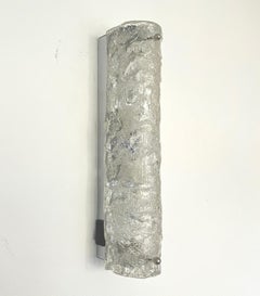 German Midcenturry Pair of Murano Ice-Glass Wall Sconces by Hillebrand, 1970s