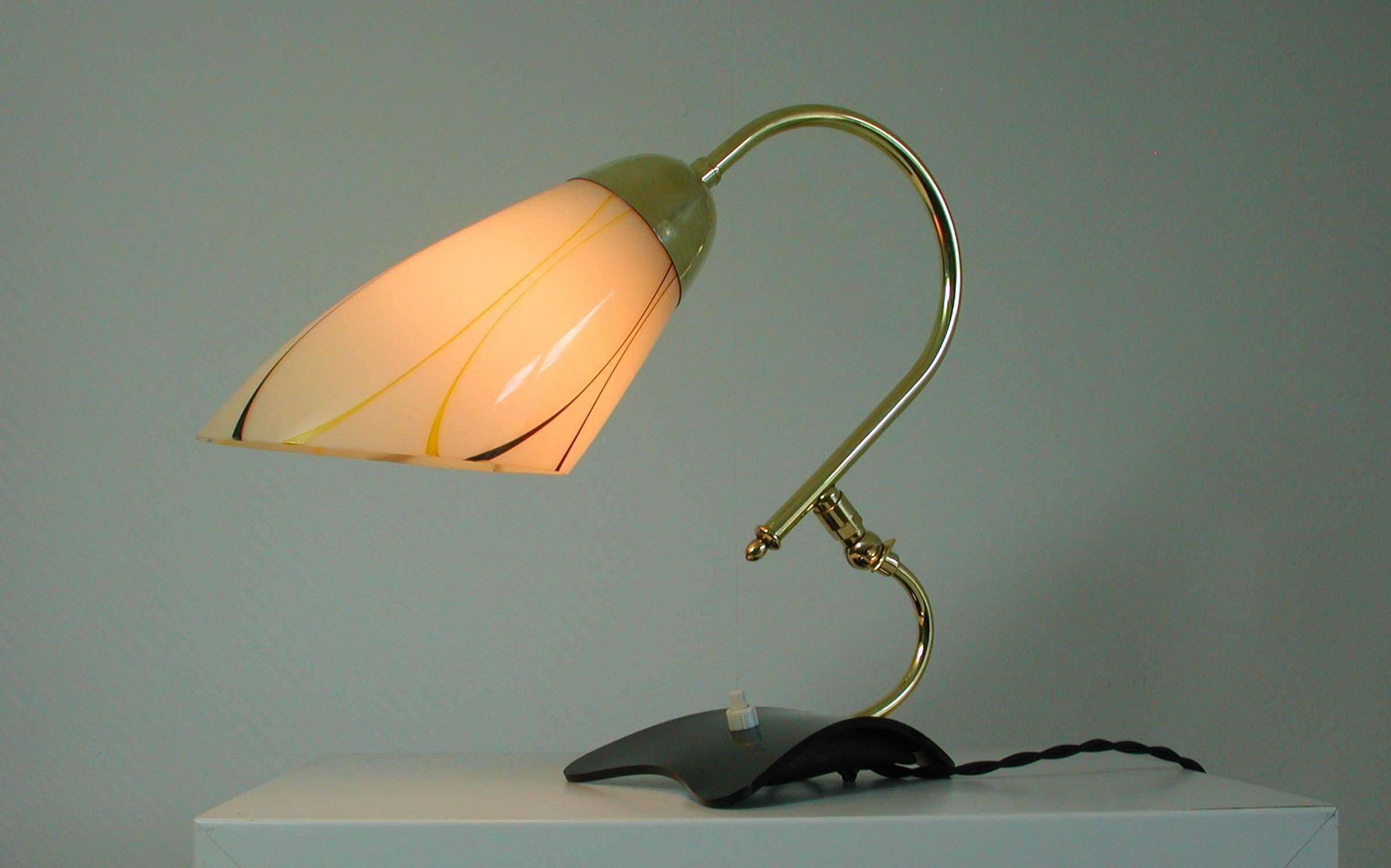 German Midcentury Adjustable Yellow, Black and White Table Lamp, 1950s For Sale 3
