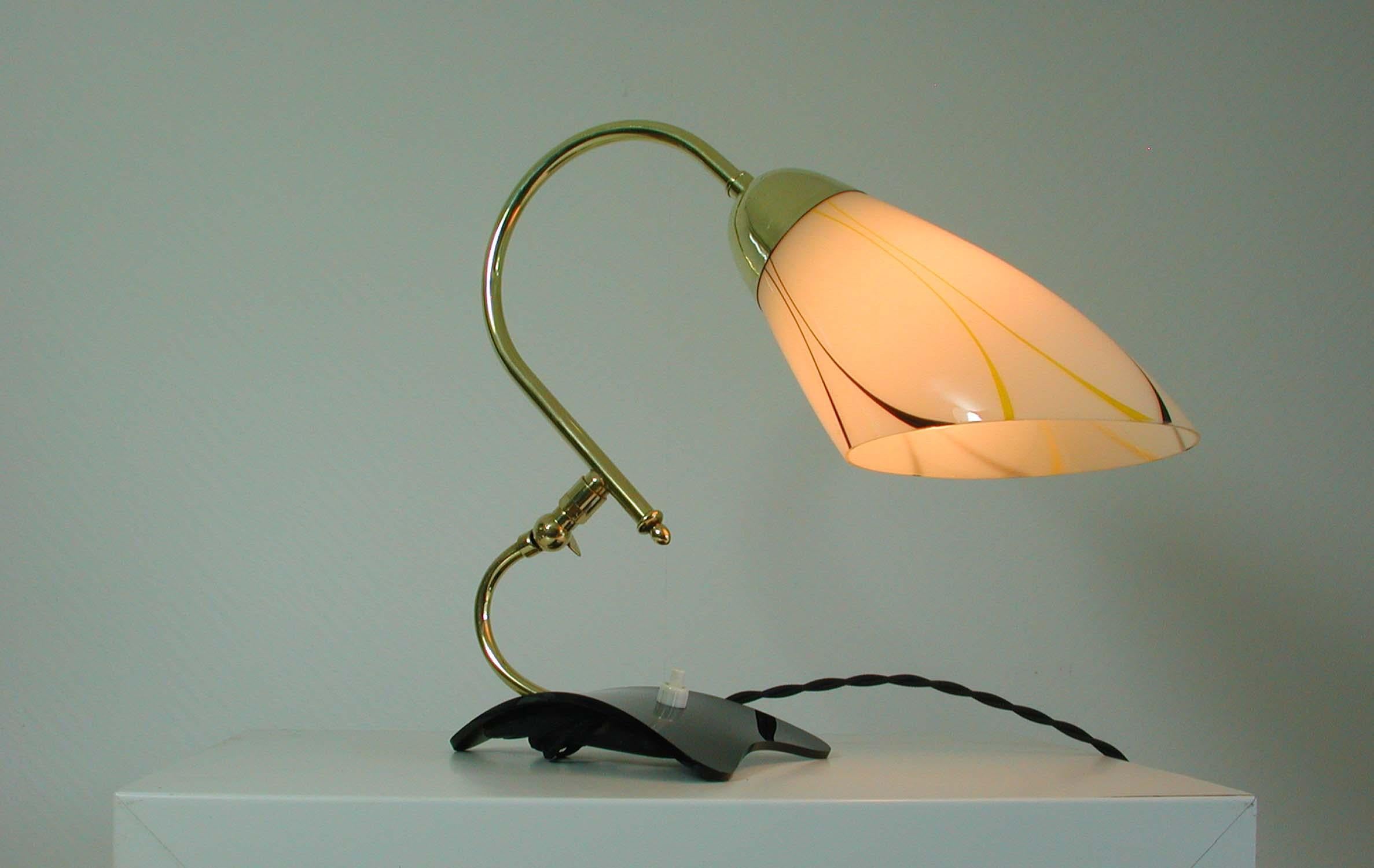 German Midcentury Adjustable Yellow, Black and White Table Lamp, 1950s For Sale 4