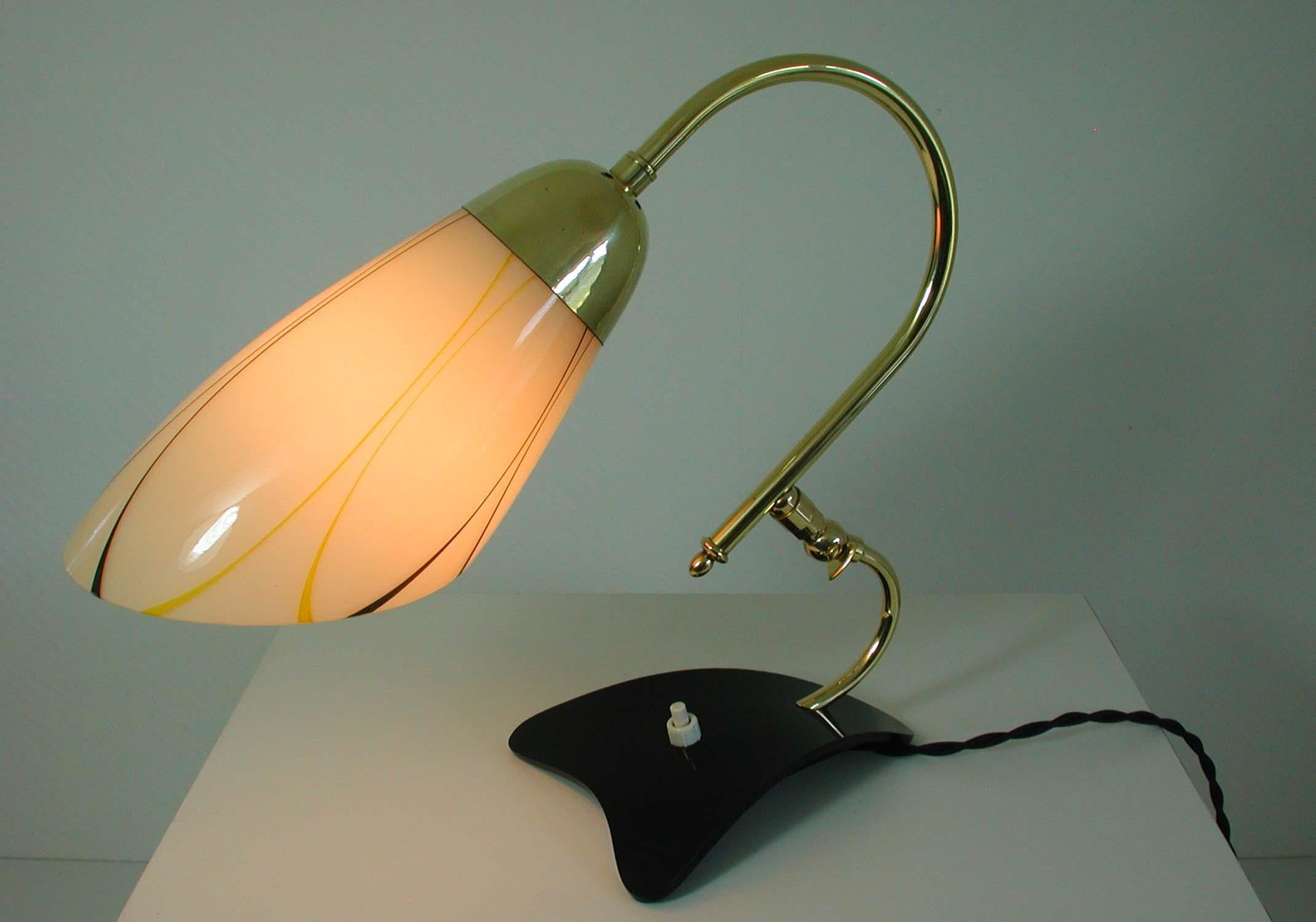German Midcentury Adjustable Yellow, Black and White Table Lamp, 1950s For Sale 5