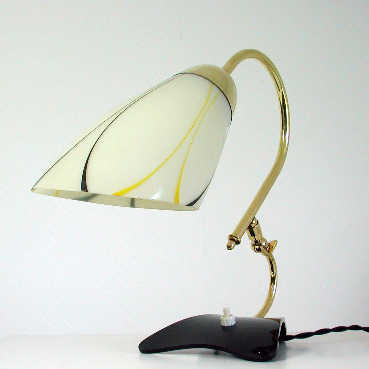 German Midcentury Adjustable Yellow, Black and White Table Lamp, 1950s For Sale 6