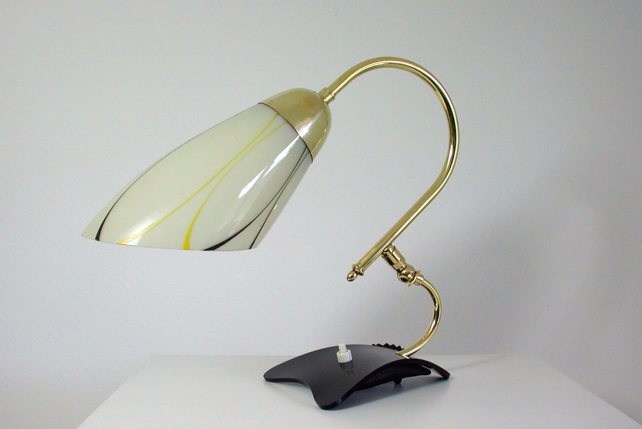 Mid-Century Modern German Midcentury Adjustable Yellow, Black and White Table Lamp, 1950s For Sale