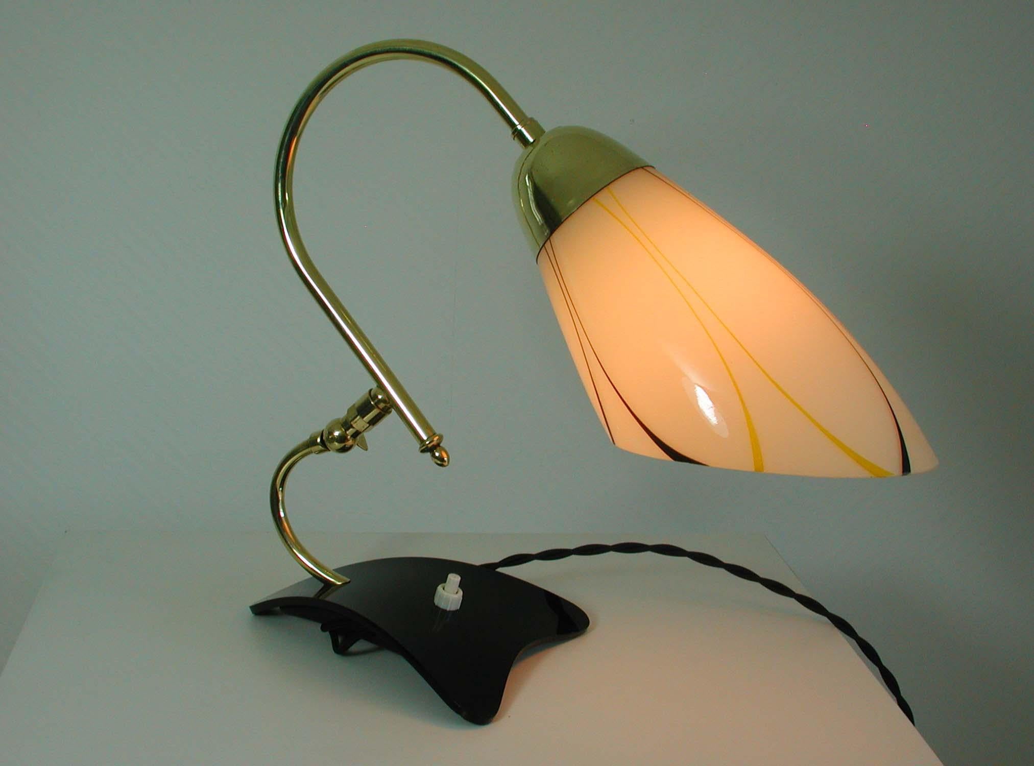 German Midcentury Adjustable Yellow, Black and White Table Lamp, 1950s For Sale 2