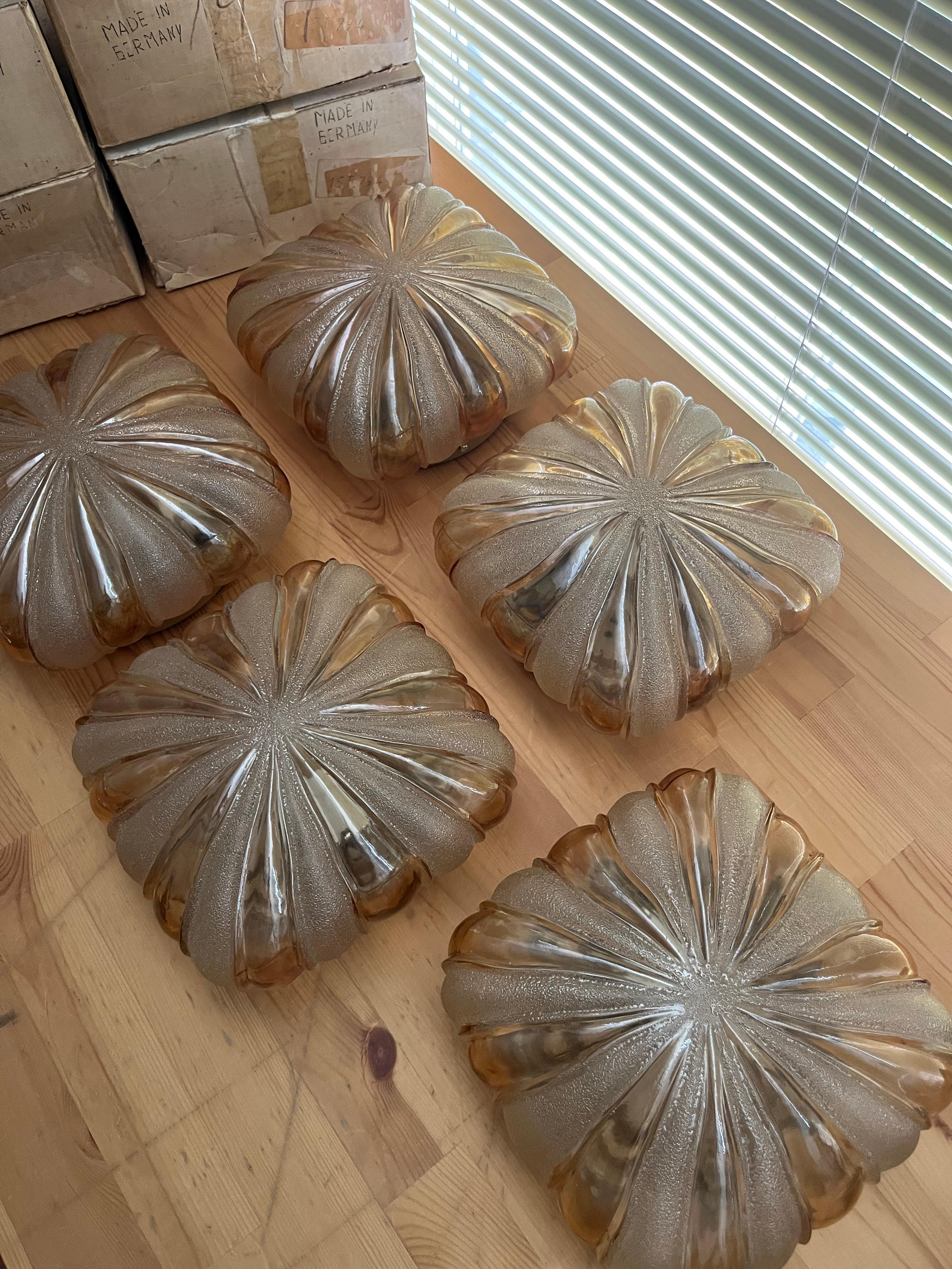 German Midcentury Amber Glass Flush Mount by WILA Leuchten, 1970s For Sale 6
