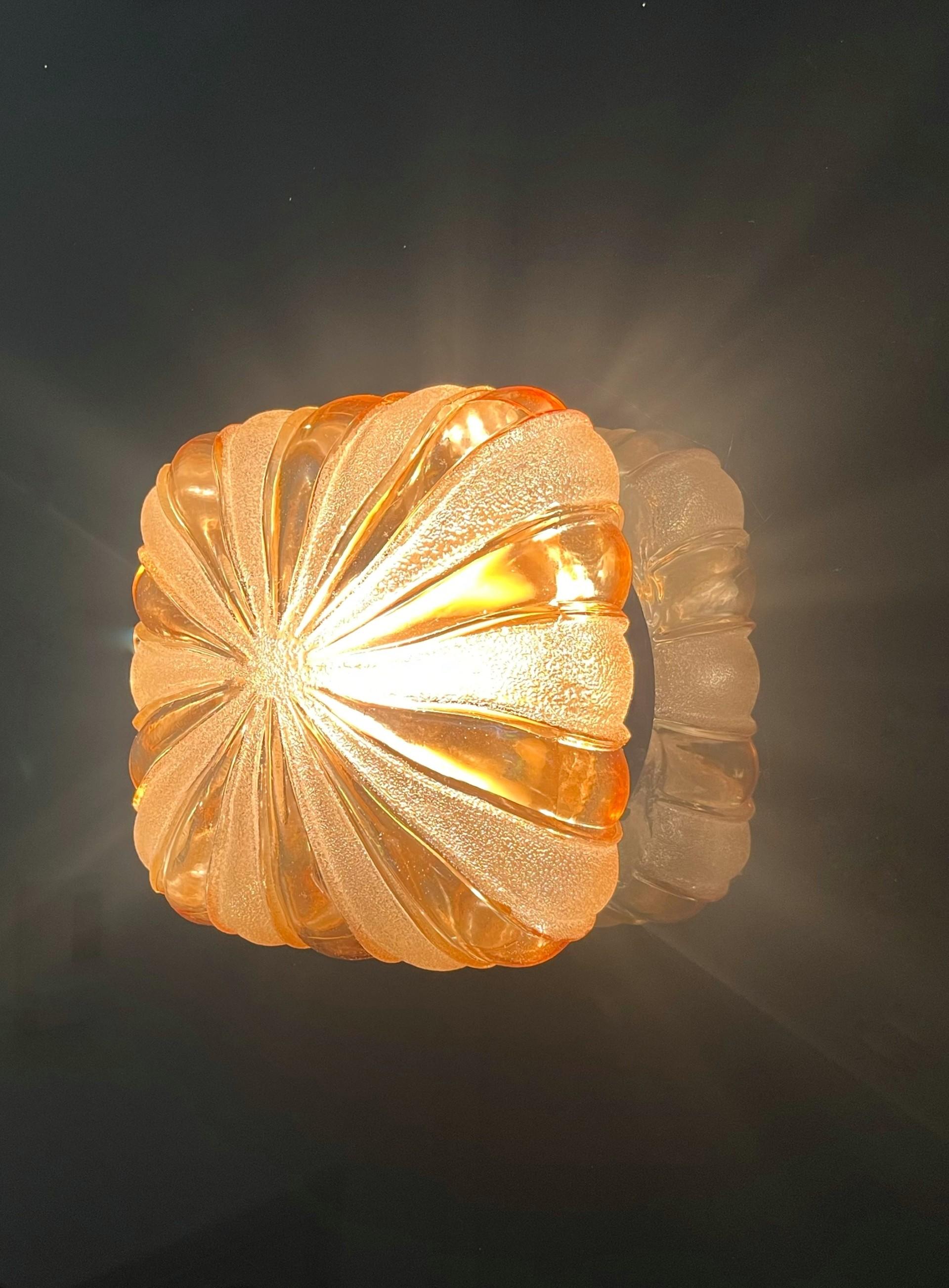Mid-Century Modern German Midcentury Amber Glass Wall Sconce by WILA Leuchten, 1970s For Sale
