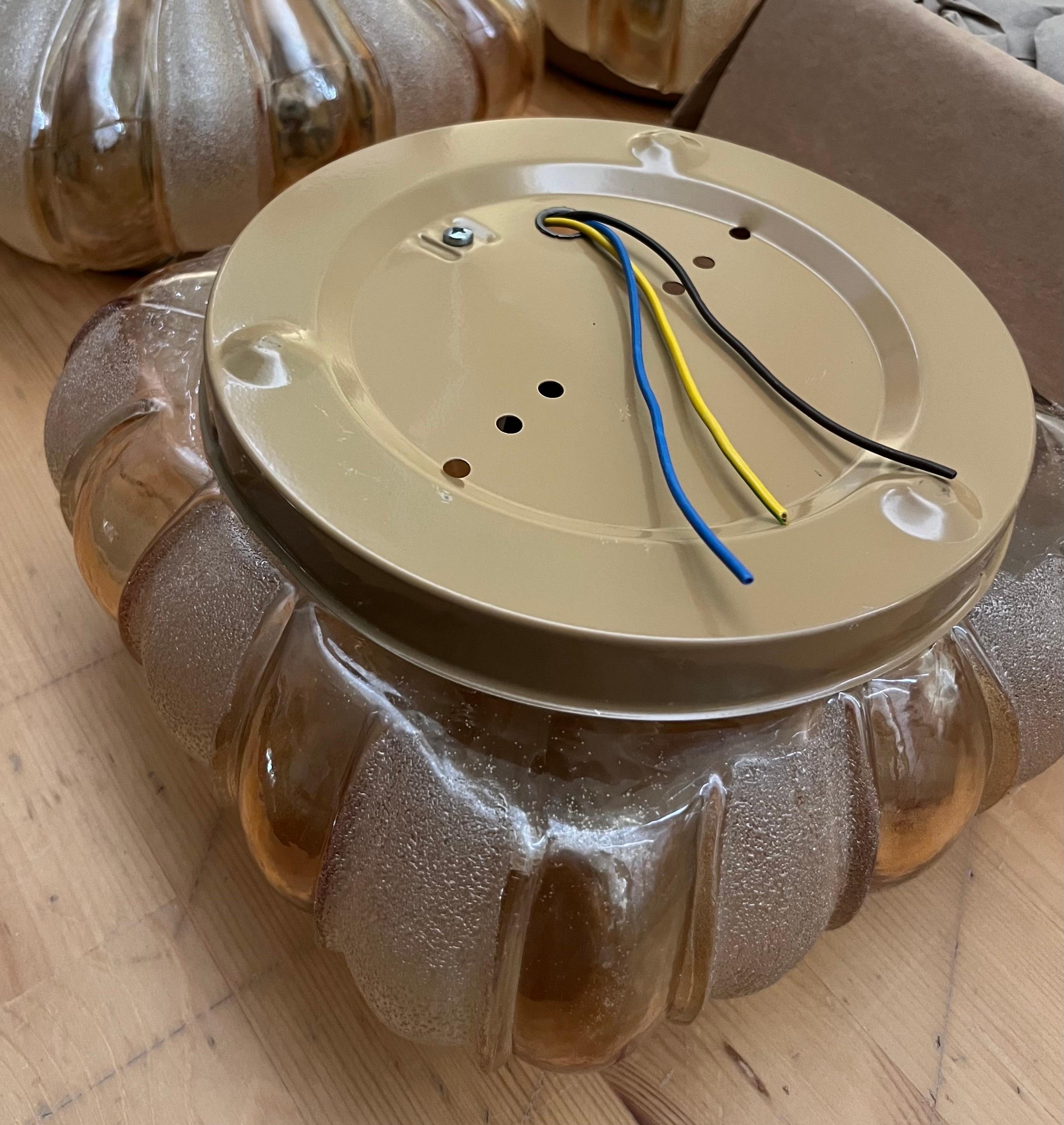 German Midcentury Amber Glass Wall Sconce by WILA Leuchten, 1970s For Sale 2
