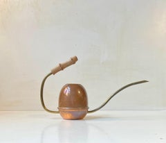 German Midcentury Brass, Copper & Bamboo Watering Can, 1960s