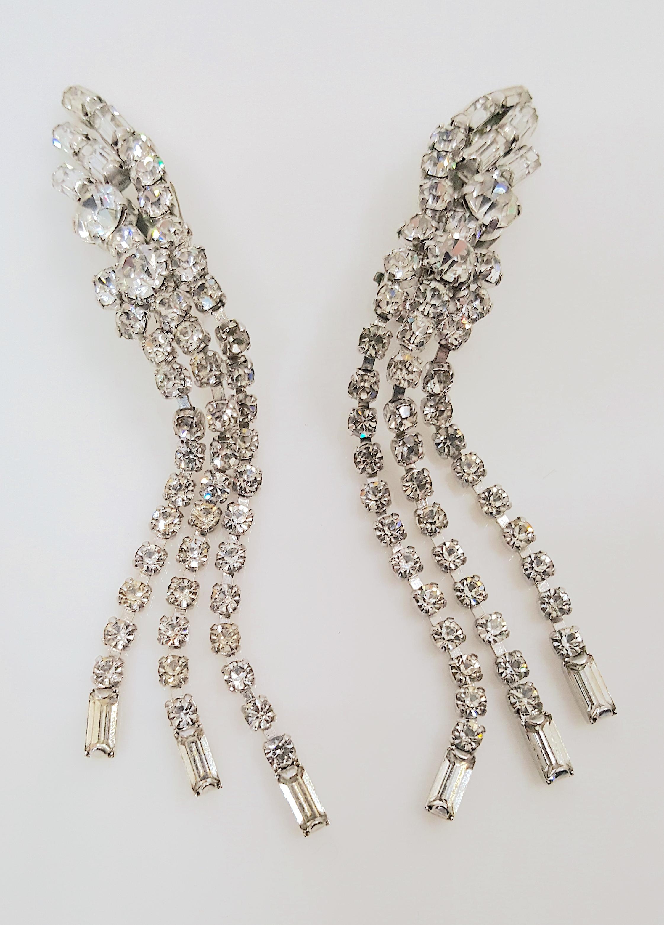 HautCoutureDiorDesignerWesternGermanyMaxMuller Crystal SinuousDangleClipEarrings For Sale 3