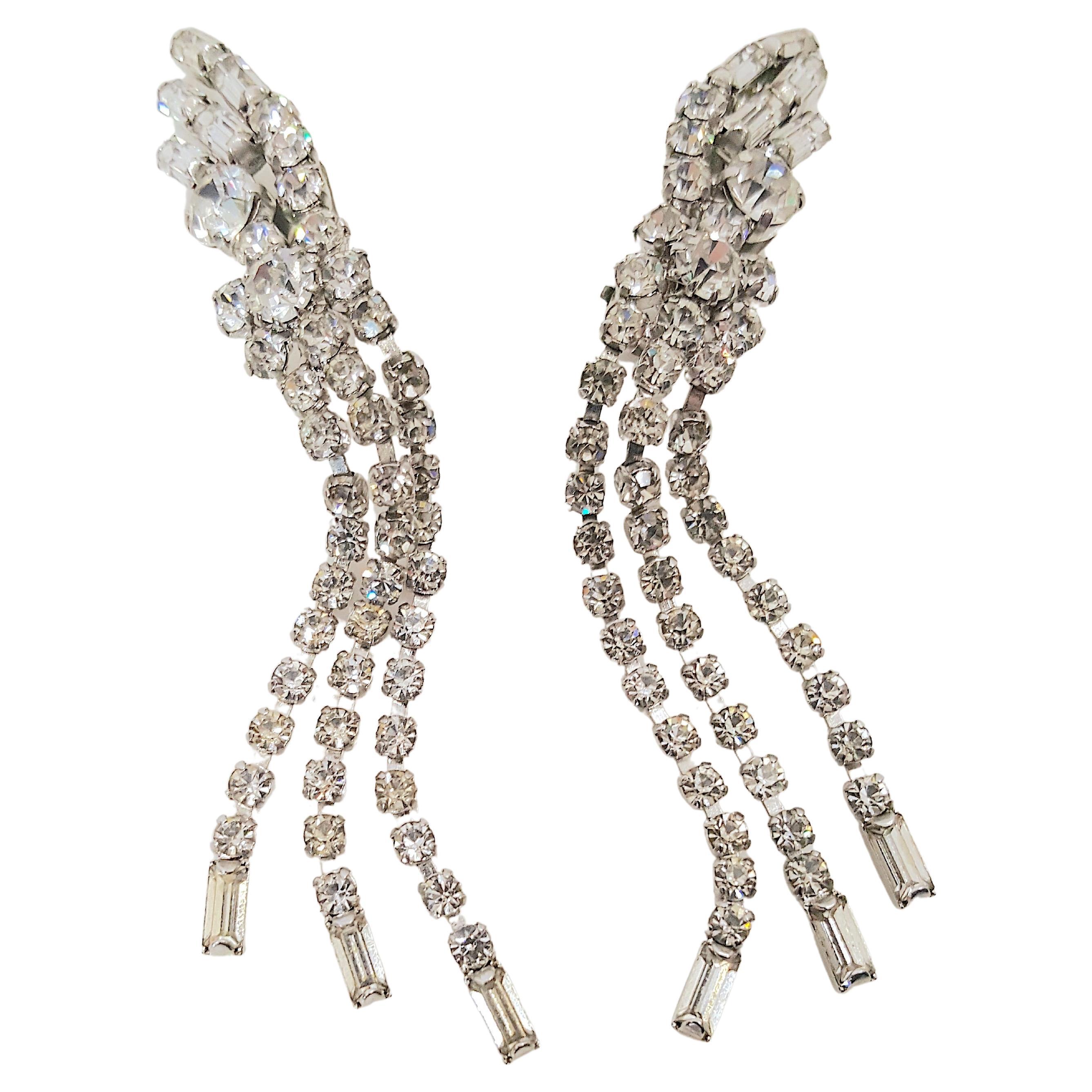 HautCoutureDiorDesignerWesternGermanyMaxMuller Crystal SinuousDangleClipEarrings For Sale