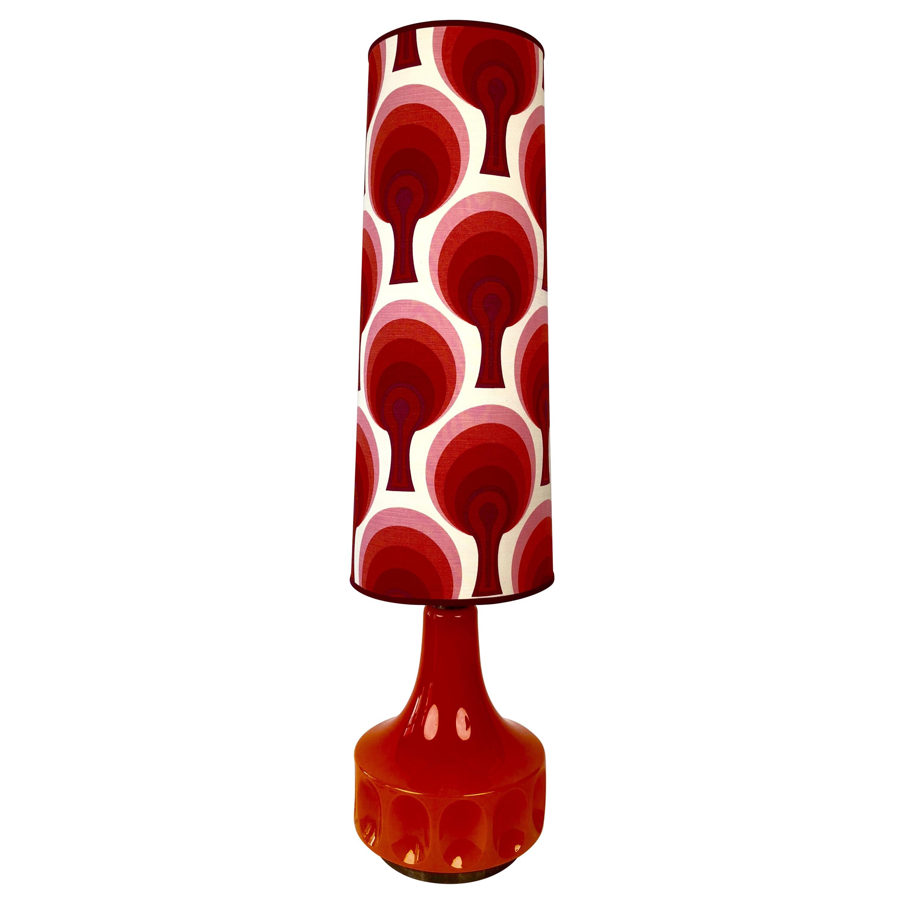 Lampe de table extra-large allemande du milieu du siècle avec base en verre en vente