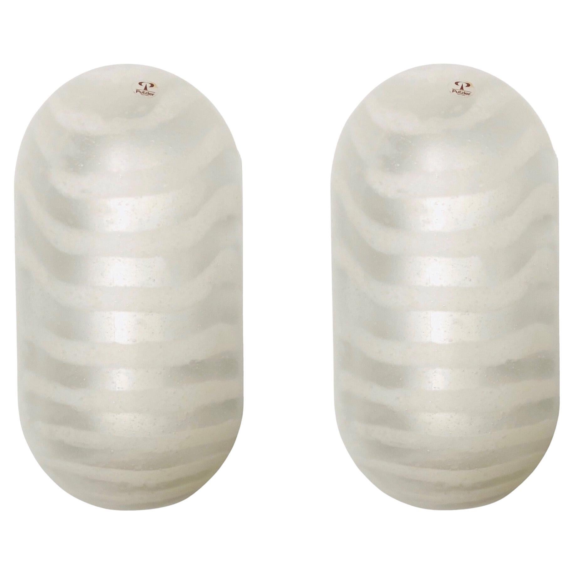 German Midcentury Glass Pair of Wall Sconces by Peill and Putzler, 1970s