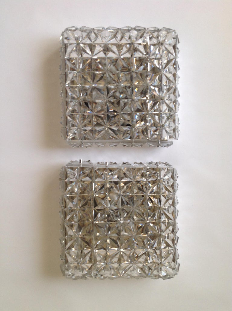 Metal German Midcentury Glass Wall Sconces by Kinkeldey, 1960s For Sale
