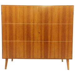 German Midcentury Inlaid Oak Bureau 1960s