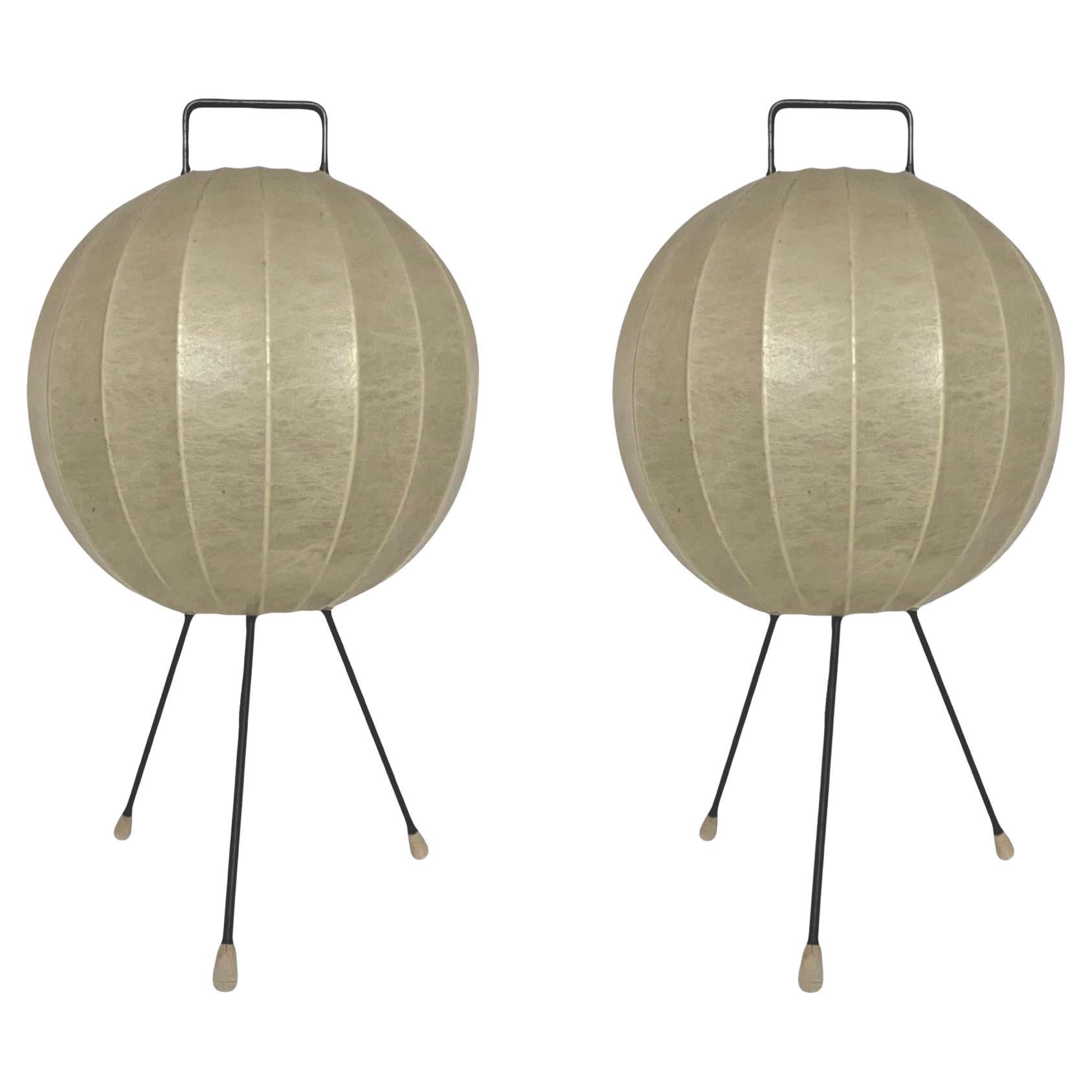 German Midcentury Pair of "Cocoon" Table Lamps by Friedel for Goldkant, 1970s
