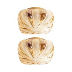 German Midcentury Pair of Glass Flush Mounts by WILA Leuchten, 1970s