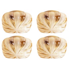 German Midcentury Set of Four Glass Flush Mounts by WILA Leuchten, 1970s