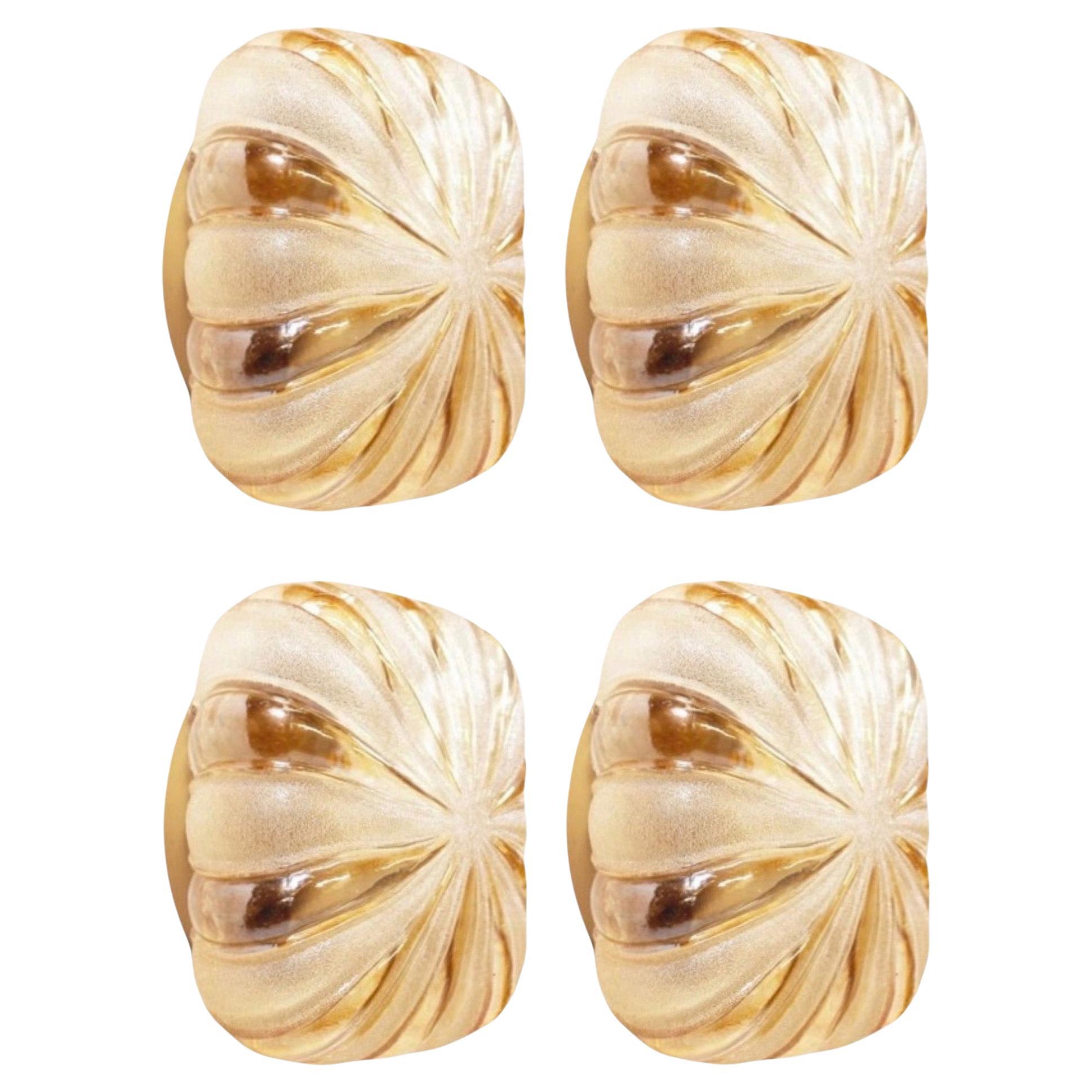 German Midcentury Set of Four Glass Wall Sconces by WILA Leuchten, 1970s For Sale