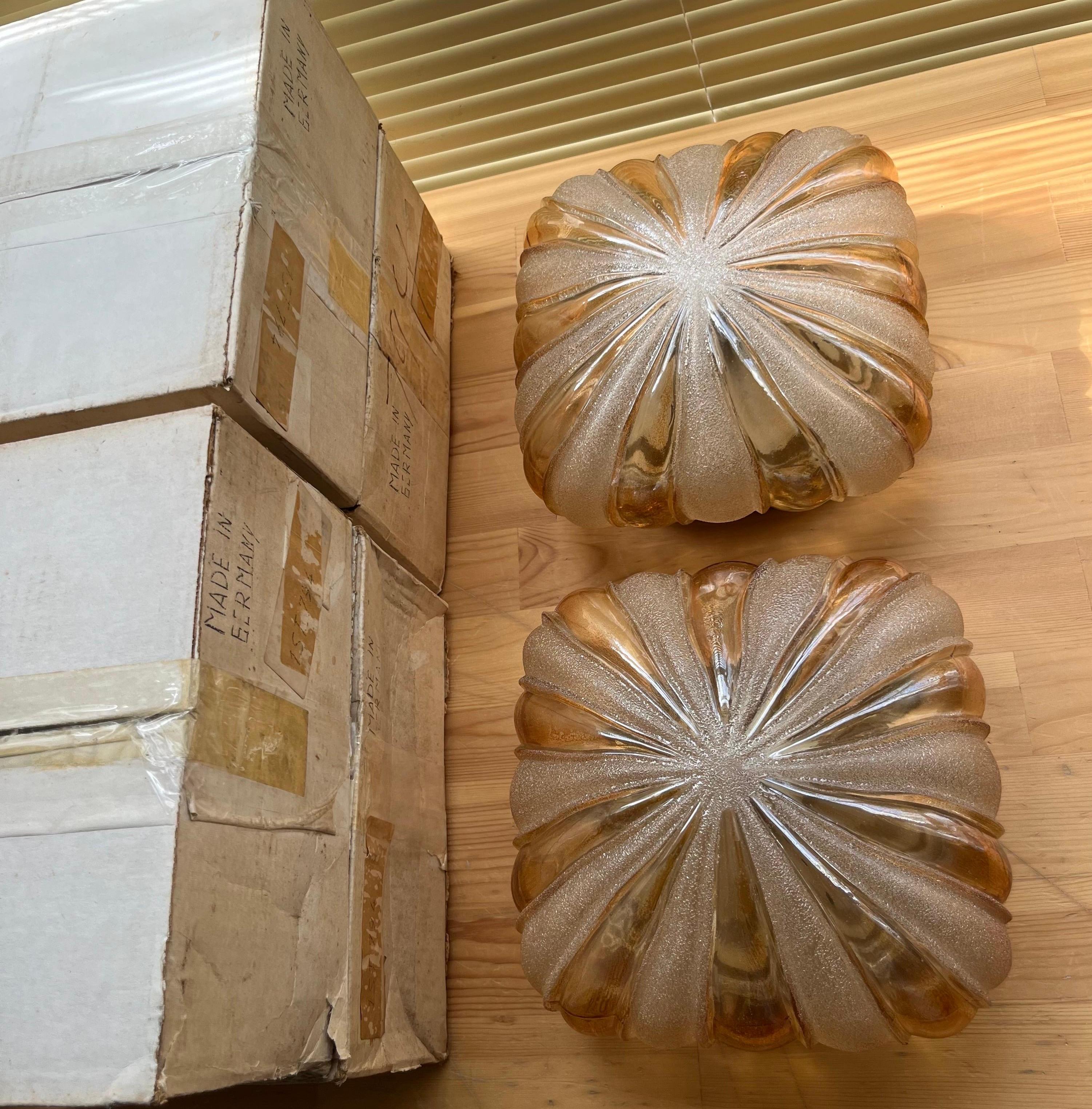 Late 17th Century German Midcentury Set of Six Glass Flush Mounts by WILA Leuchten, 1970s For Sale
