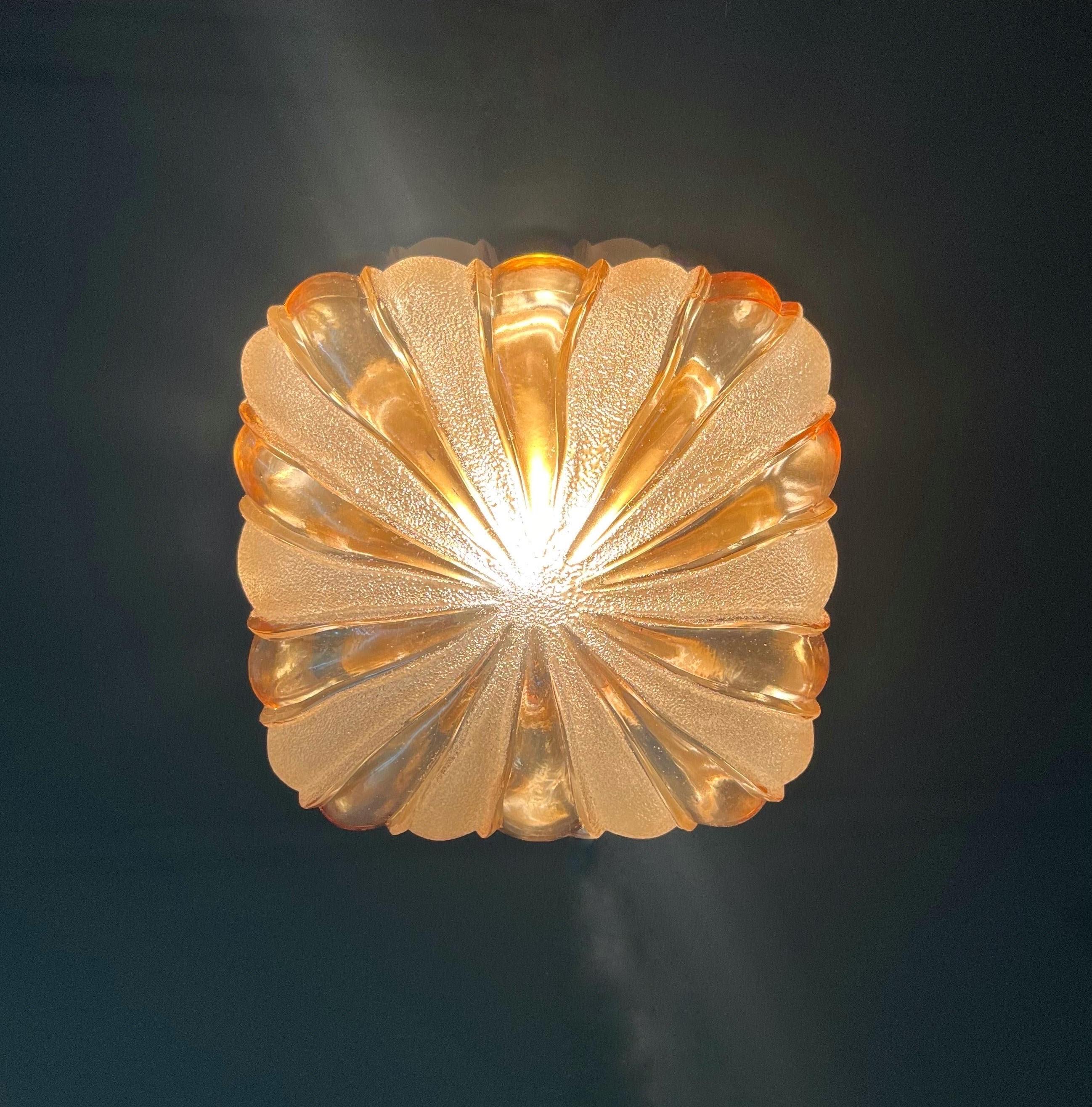 German Midcentury Set of Six Glass Flush Mounts by WILA Leuchten, 1970s For Sale 2