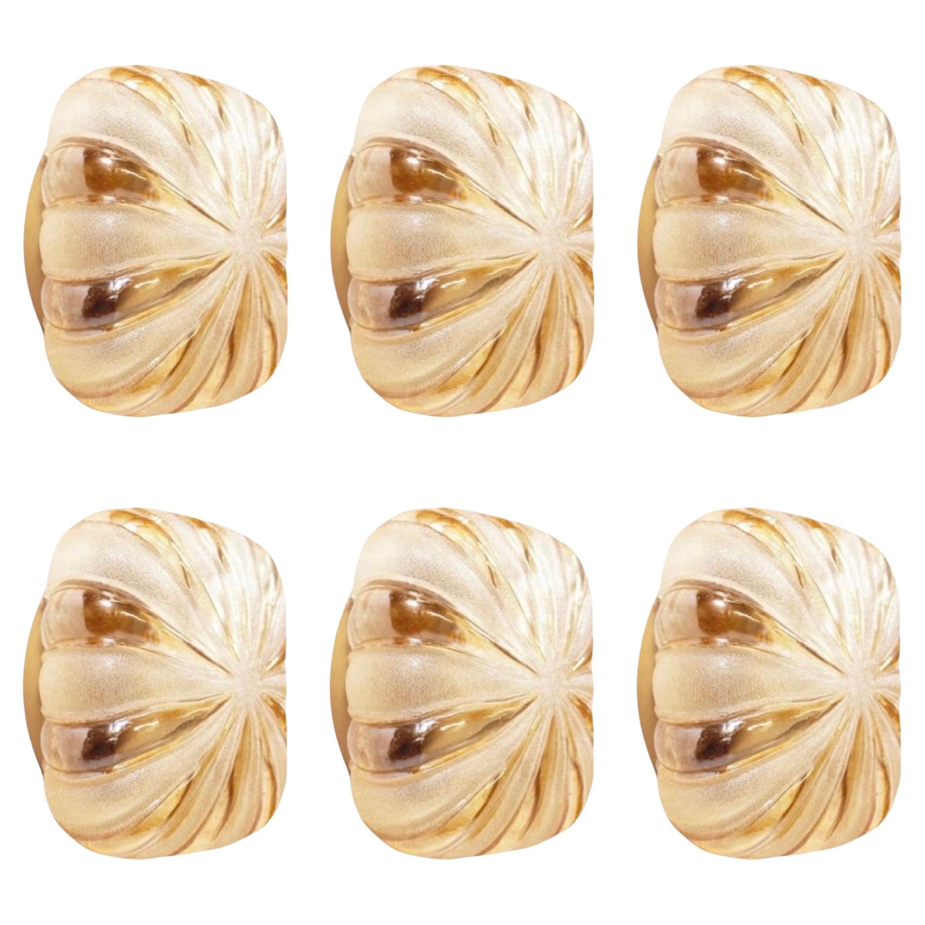 German Midcentury Set of Six Glass Wall Sconces by WILA Leuchten, 1970s