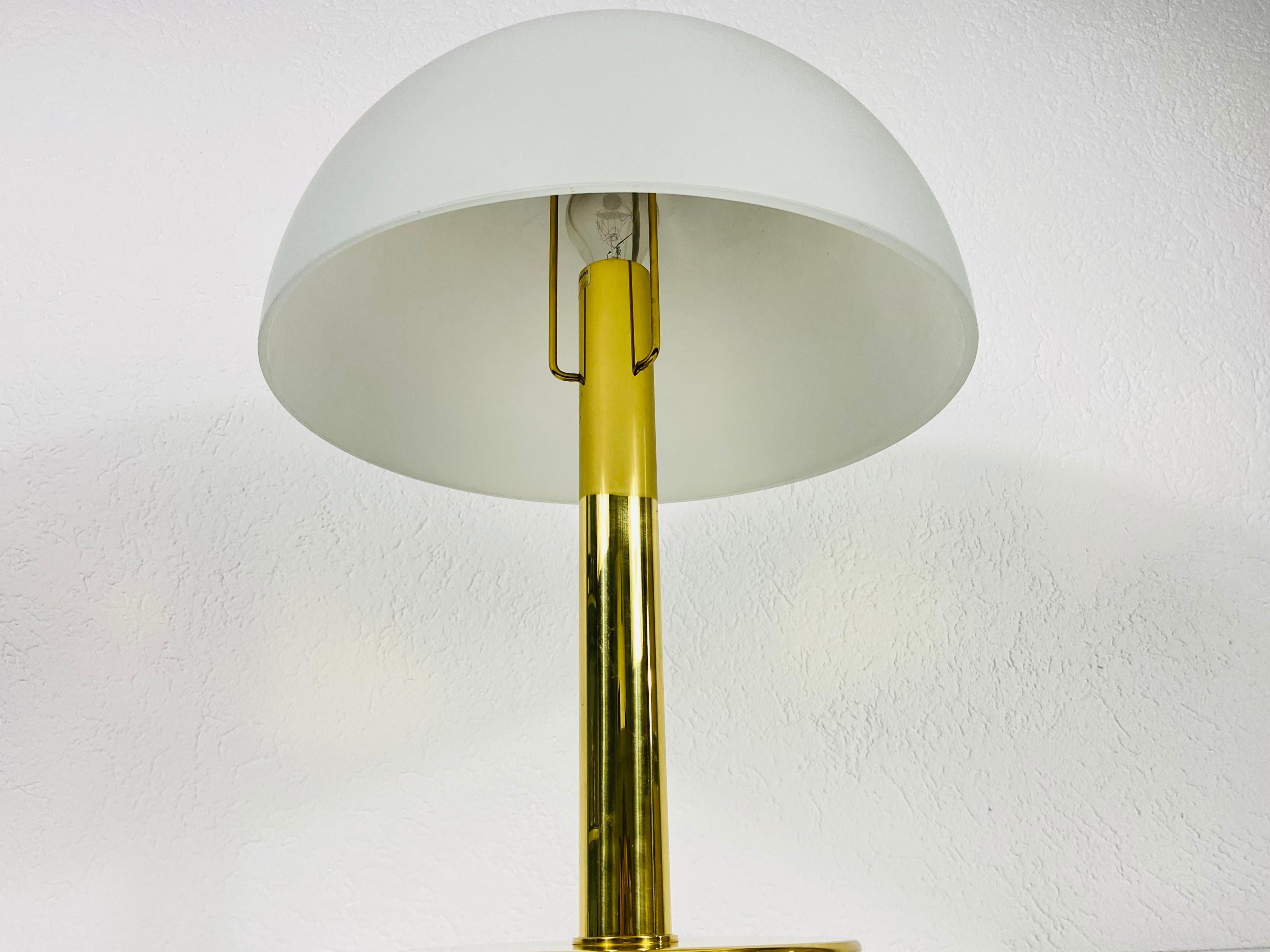 German Midcentury Solid Brass Table Lamp by Limburg, 1960s 1