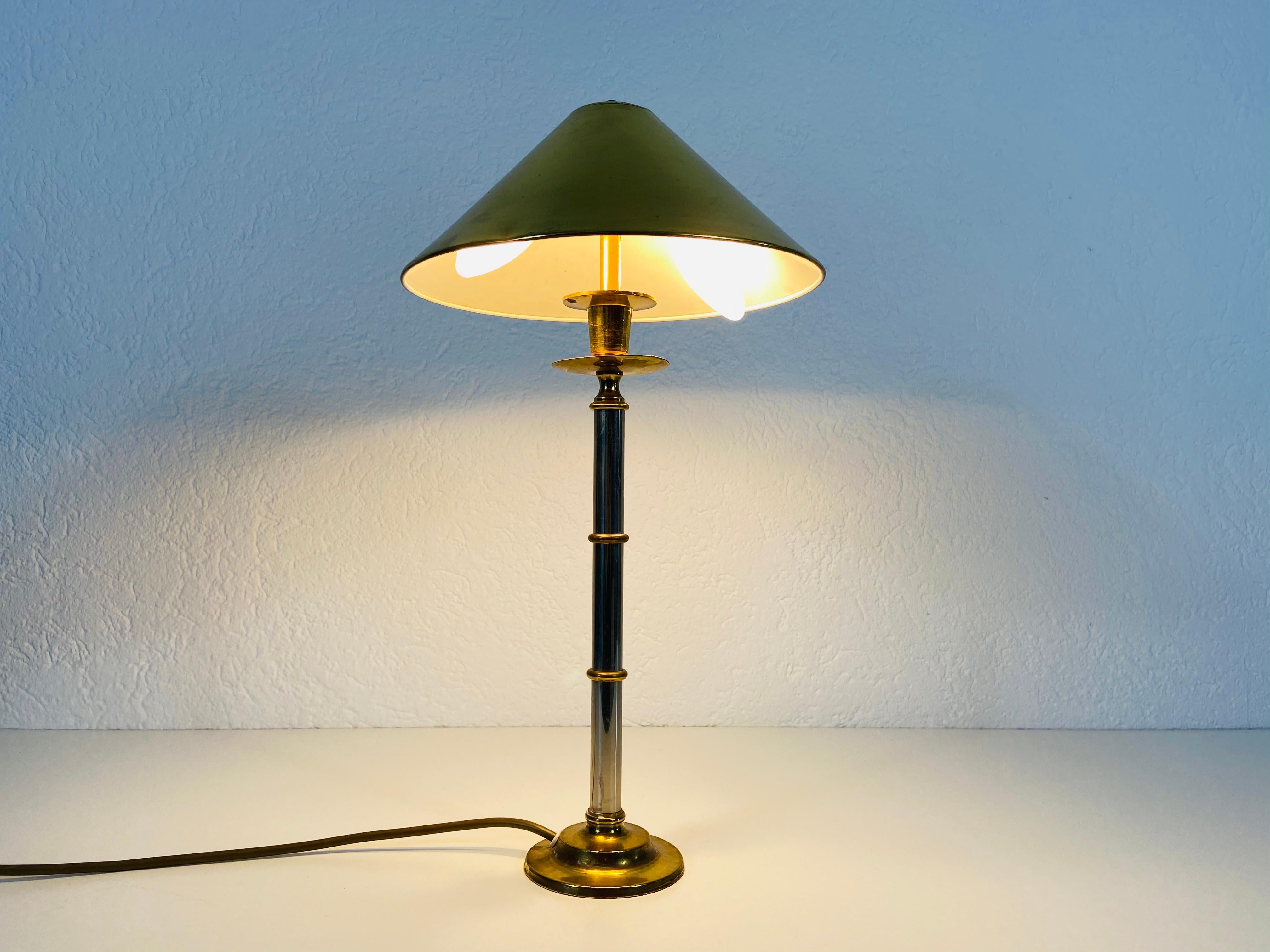 German Midcentury Solid Brass Table Lamp by Vereinigte Werkstätte, 1960s For Sale 6