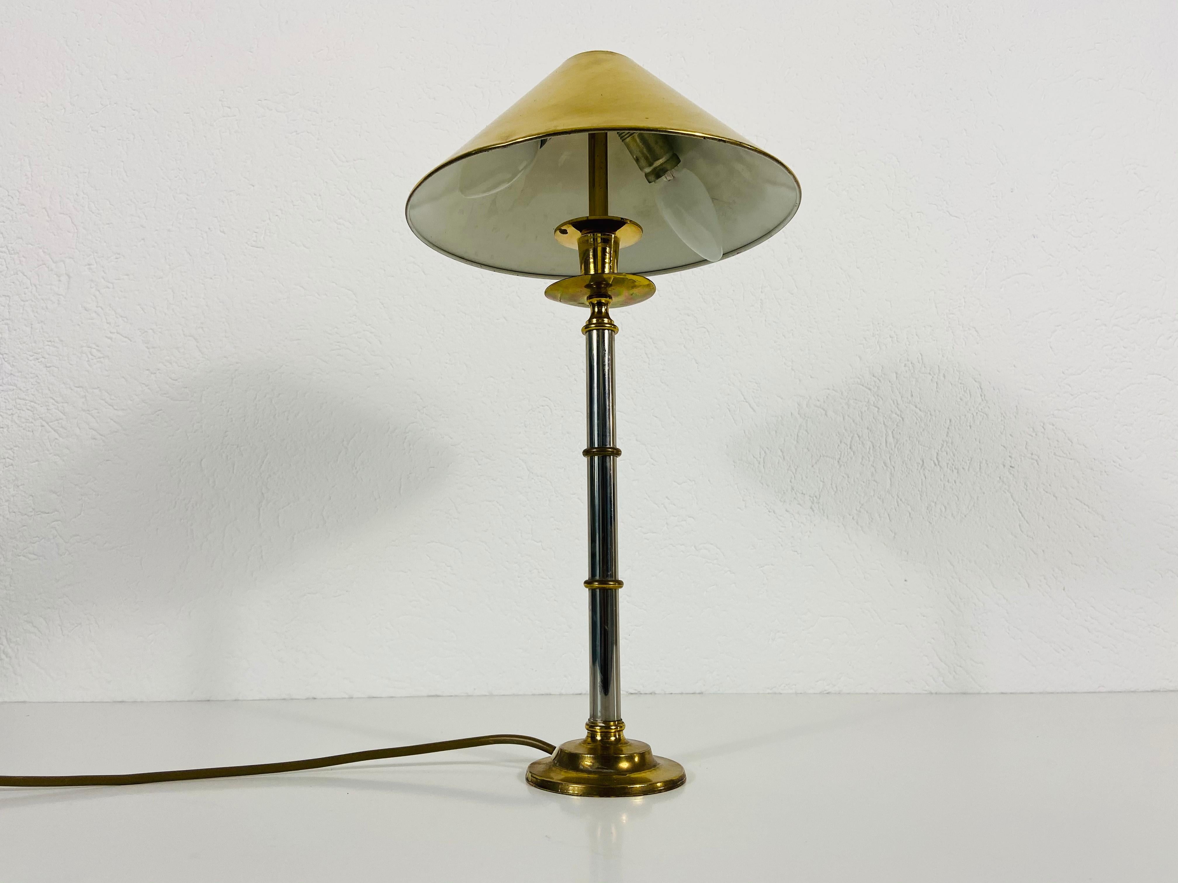 Mid-Century Modern German Midcentury Solid Brass Table Lamp by Vereinigte Werkstätte, 1960s For Sale