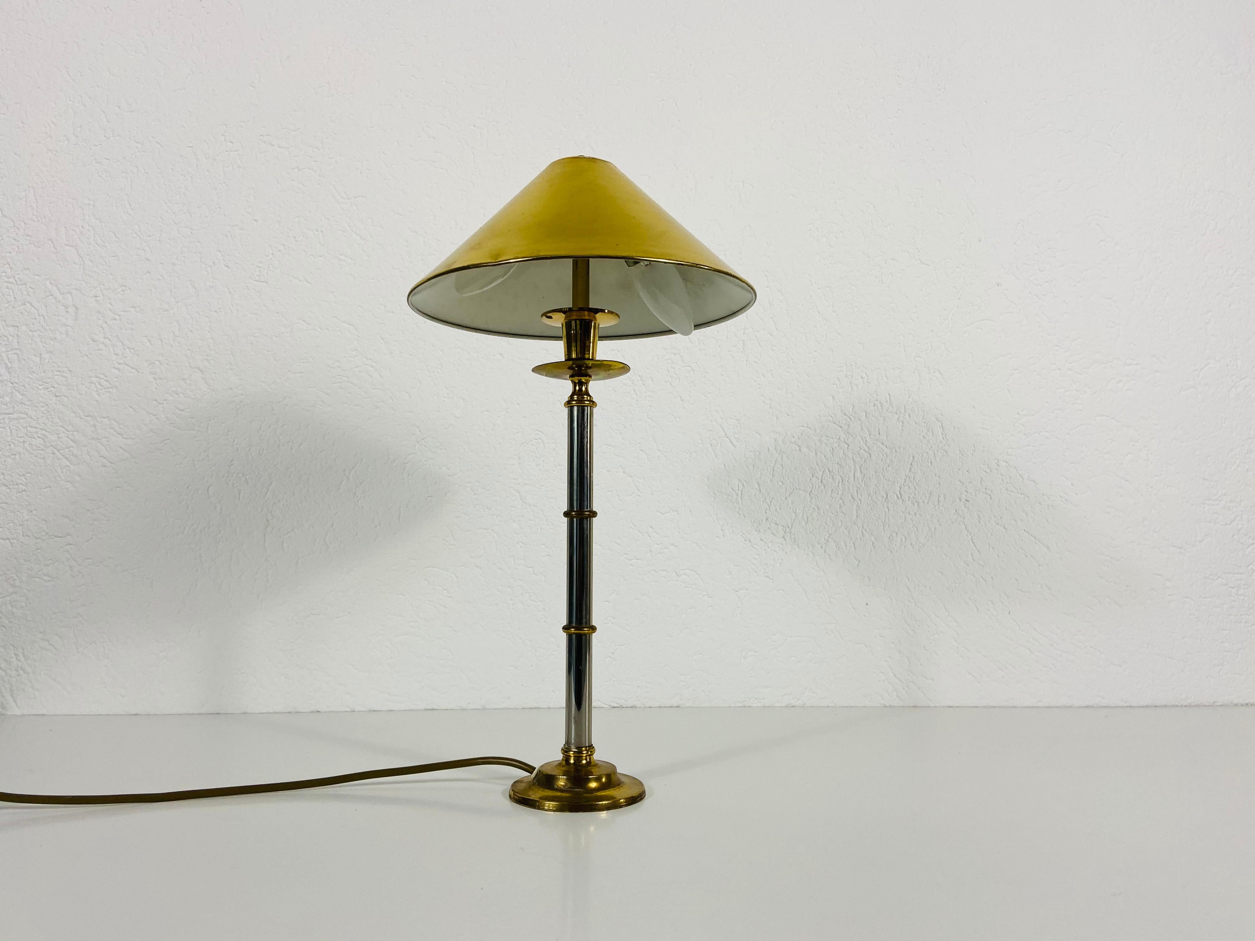 Mid-20th Century German Midcentury Solid Brass Table Lamp by Vereinigte Werkstätte, 1960s For Sale