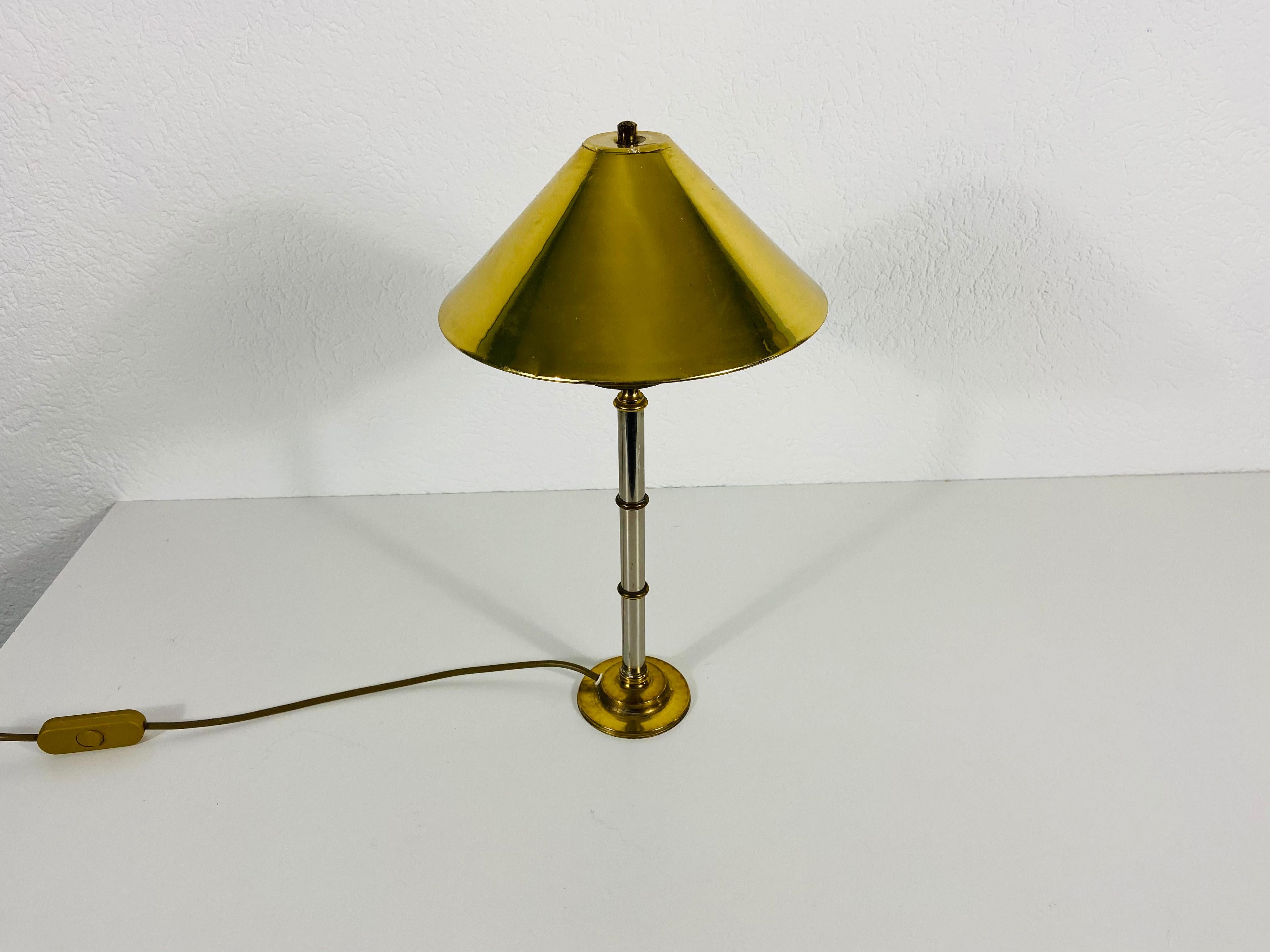 German Midcentury Solid Brass Table Lamp by Vereinigte Werkstätte, 1960s For Sale 2