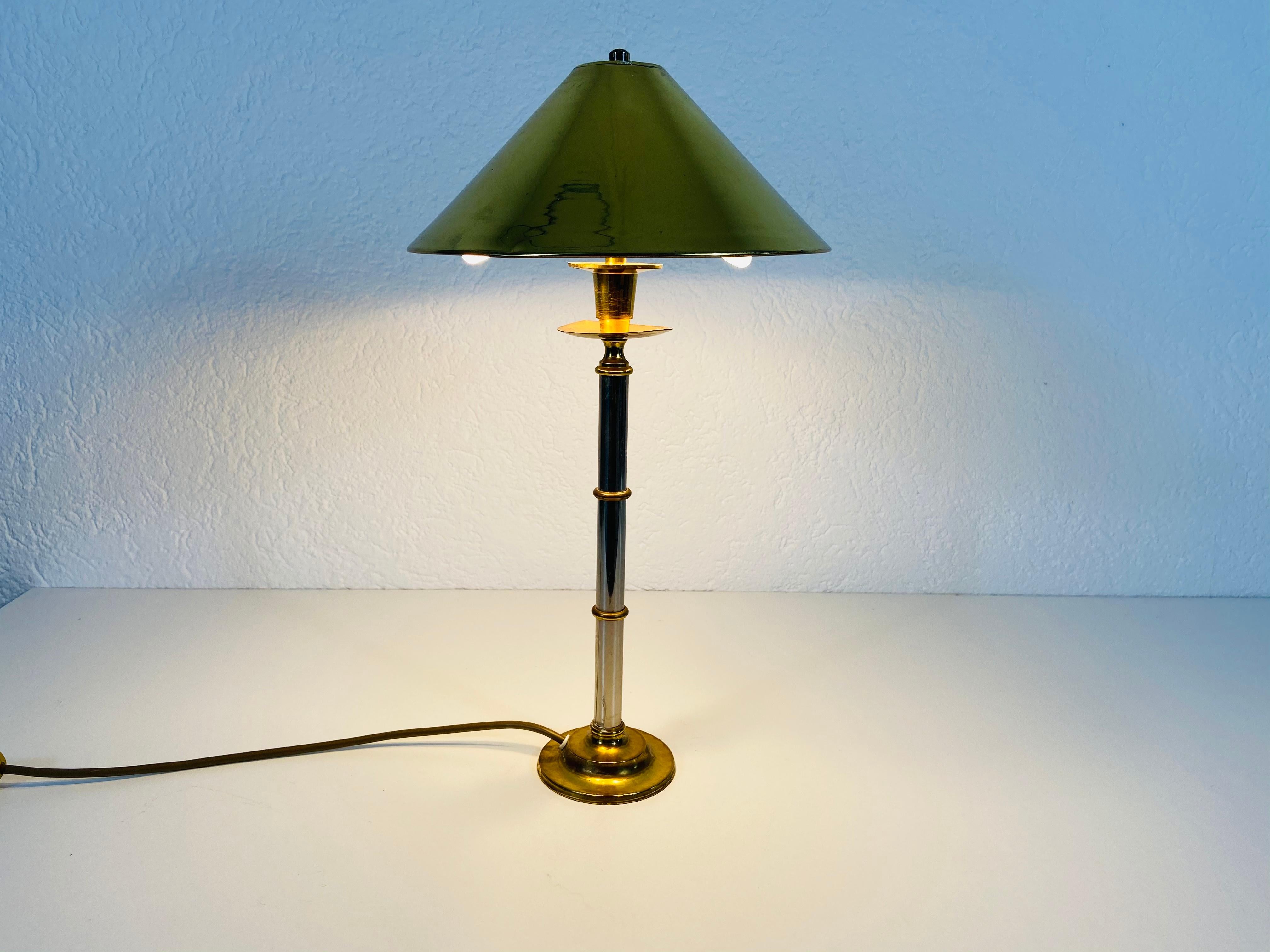 German Midcentury Solid Brass Table Lamp by Vereinigte Werkstätte, 1960s For Sale 3