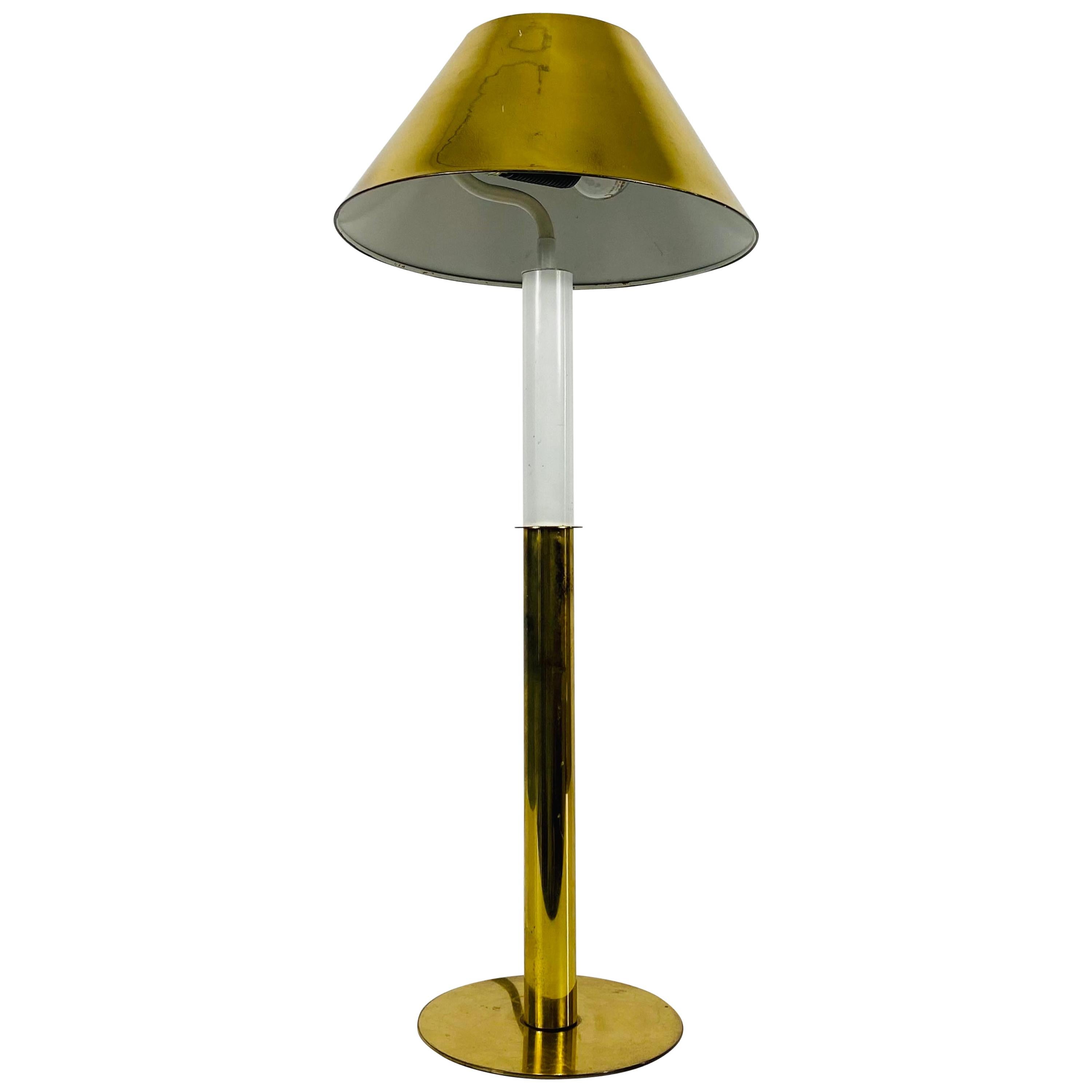 German Midcentury Solid Brass Table Lamp by Vereinigte Werkstätte, 1960s For Sale