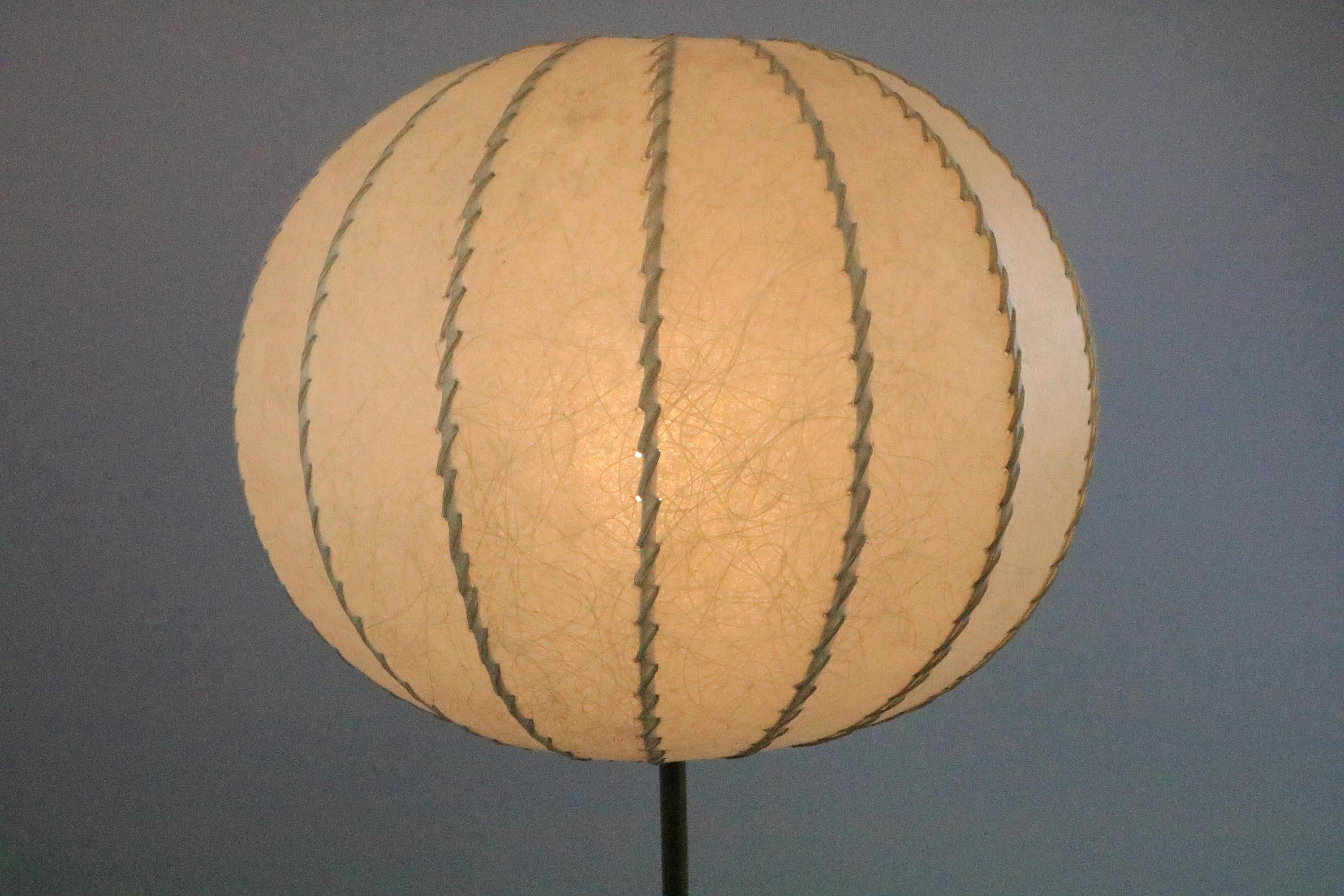 German Midcentury Tripod Floor Lamp, Cocoon Lampshade 3