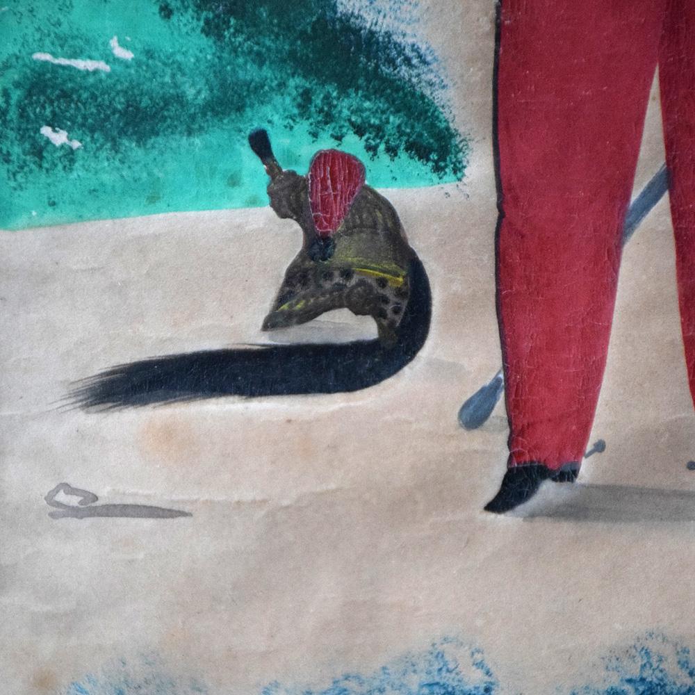 Hand-Painted German Military Folk Art Gouache Painting, circa 1866 For Sale