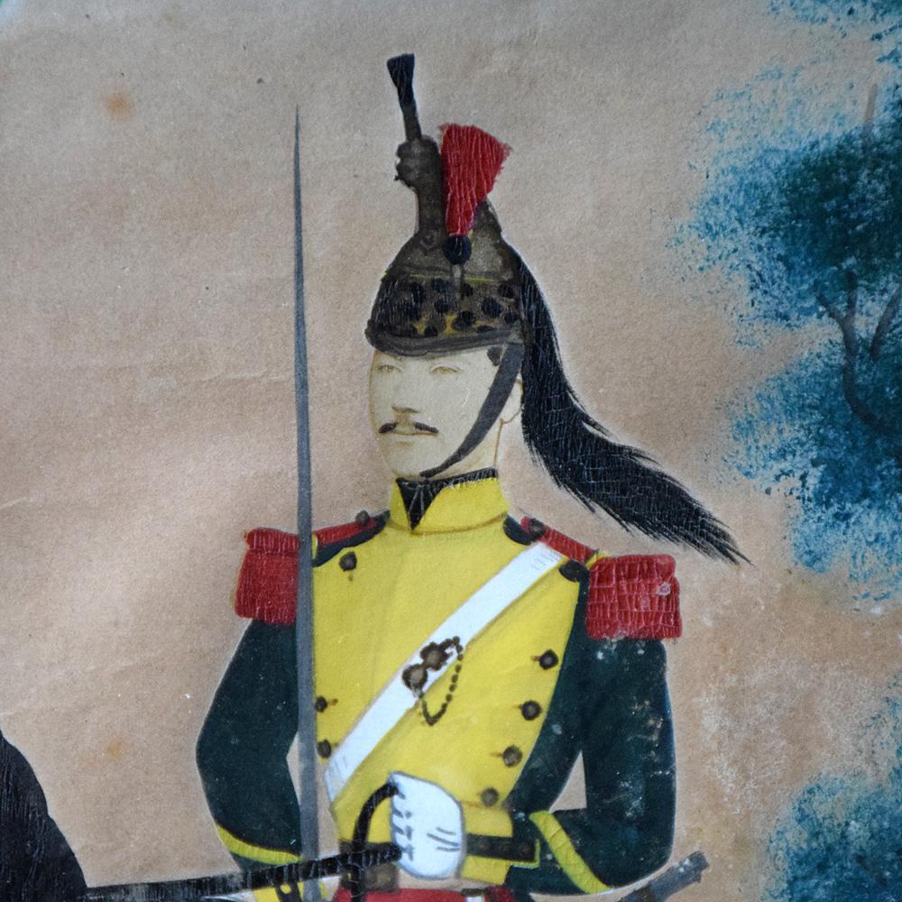 Pintura al gouache de arte popular militar alemán, hacia 1866 en venta 3