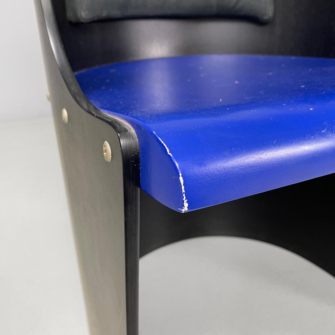 German modern blue and black wooden chairs D61 by El Lissitzky for Tecta, 1970s For Sale 9