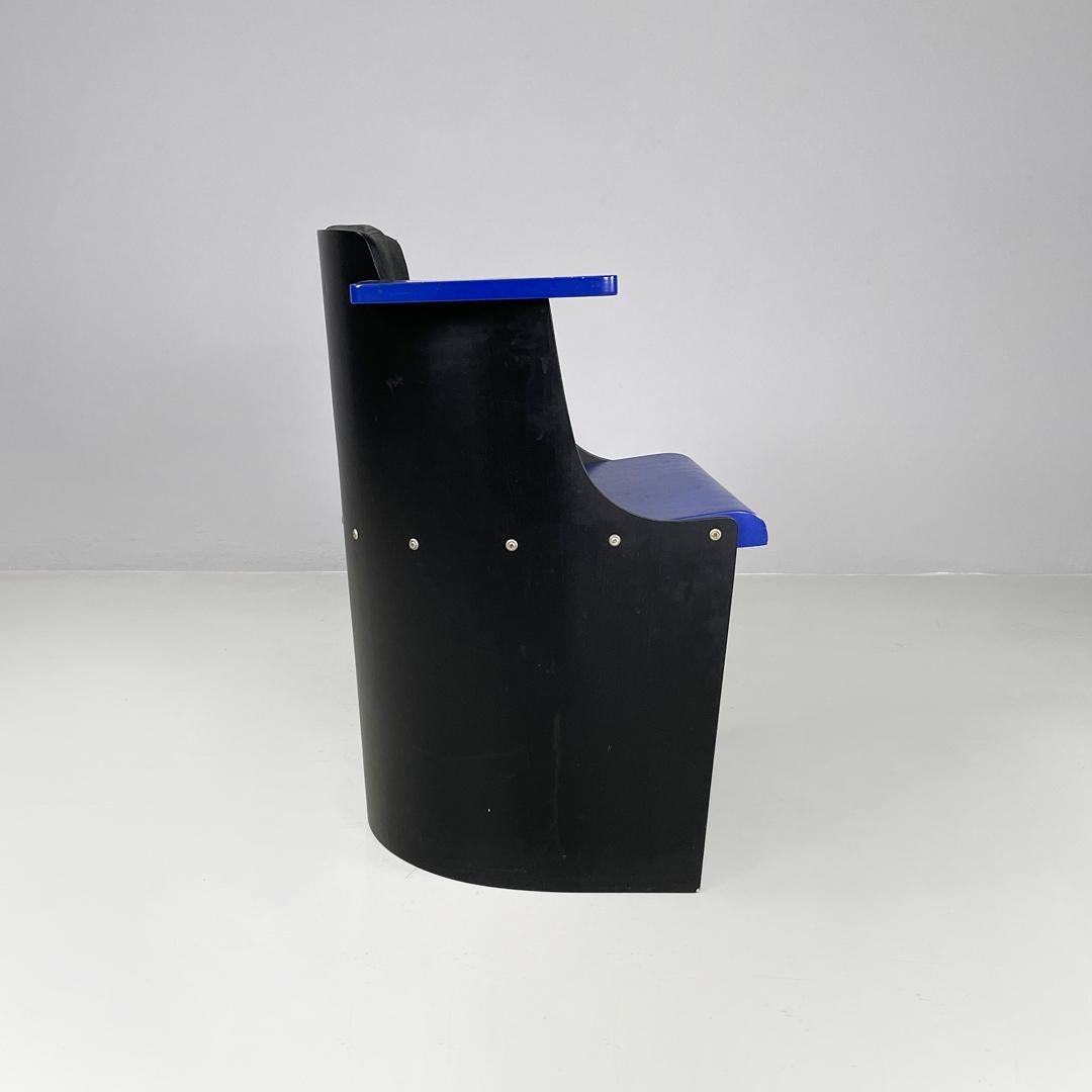 Late 20th Century German modern blue and black wooden chairs D61 by El Lissitzky for Tecta, 1970s For Sale