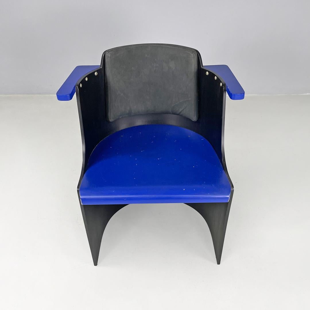 German modern blue and black wooden chairs D61 by El Lissitzky for Tecta, 1970s For Sale 2