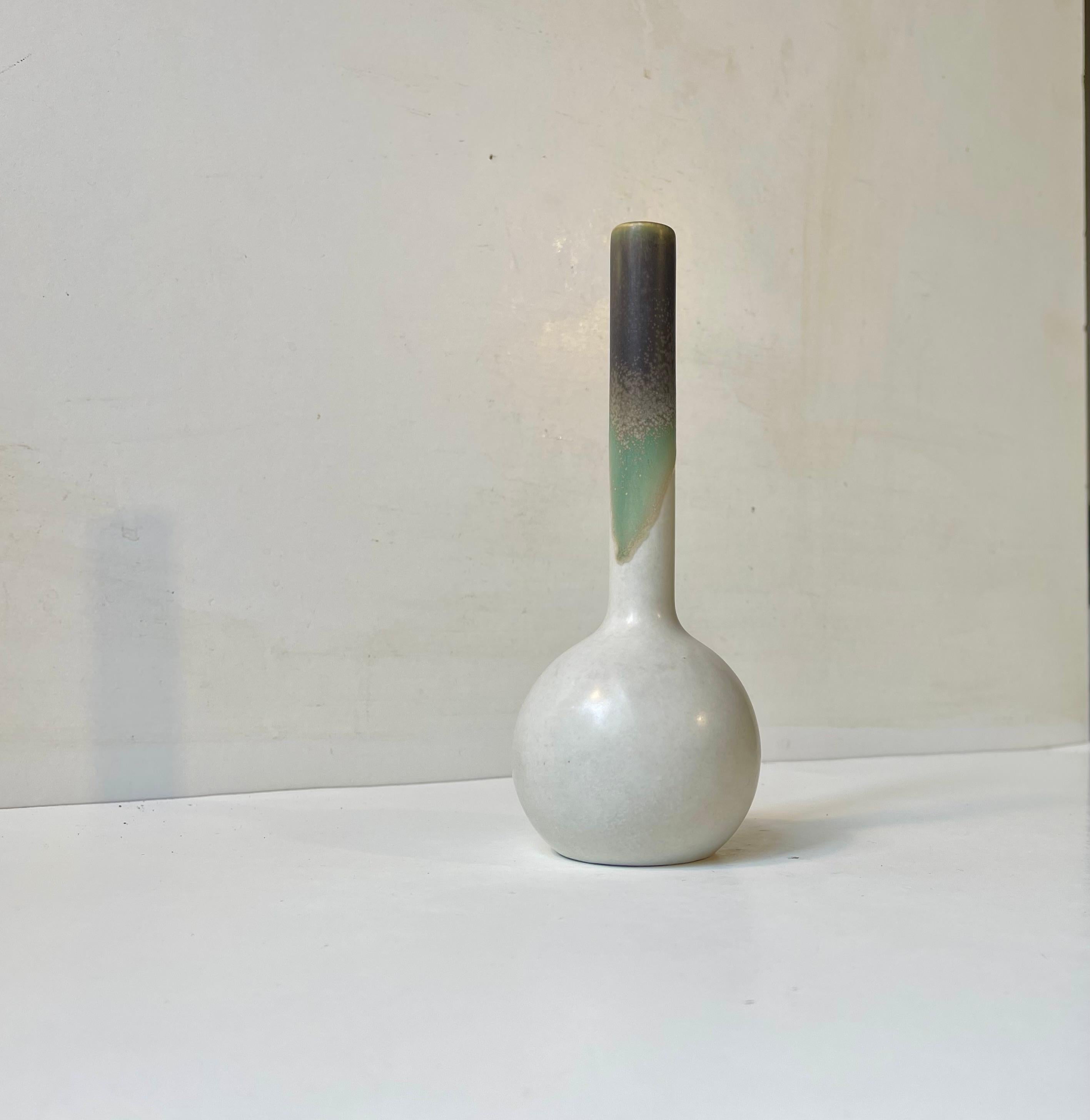 Mid-Century Modern German Modern Long Neck Glazed Ceramic vase by Peter Müller for Sgrafo Atelje For Sale