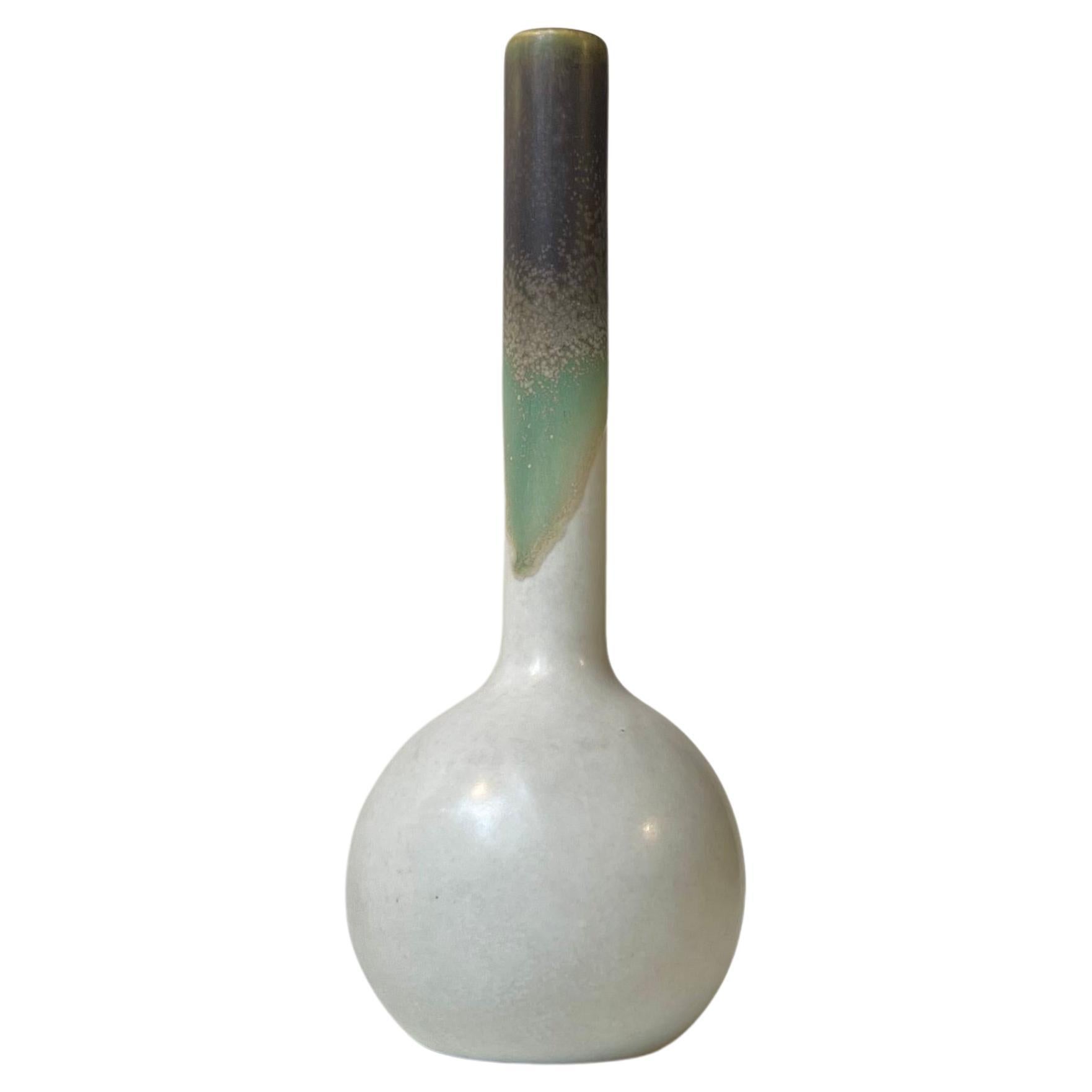 German Modern Long Neck Glazed Ceramic vase by Peter Müller for Sgrafo Atelje For Sale