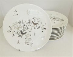 German Modern Rosenthal Birds on Trees 10 Dinner Plates Raymond Loewy 1961-64