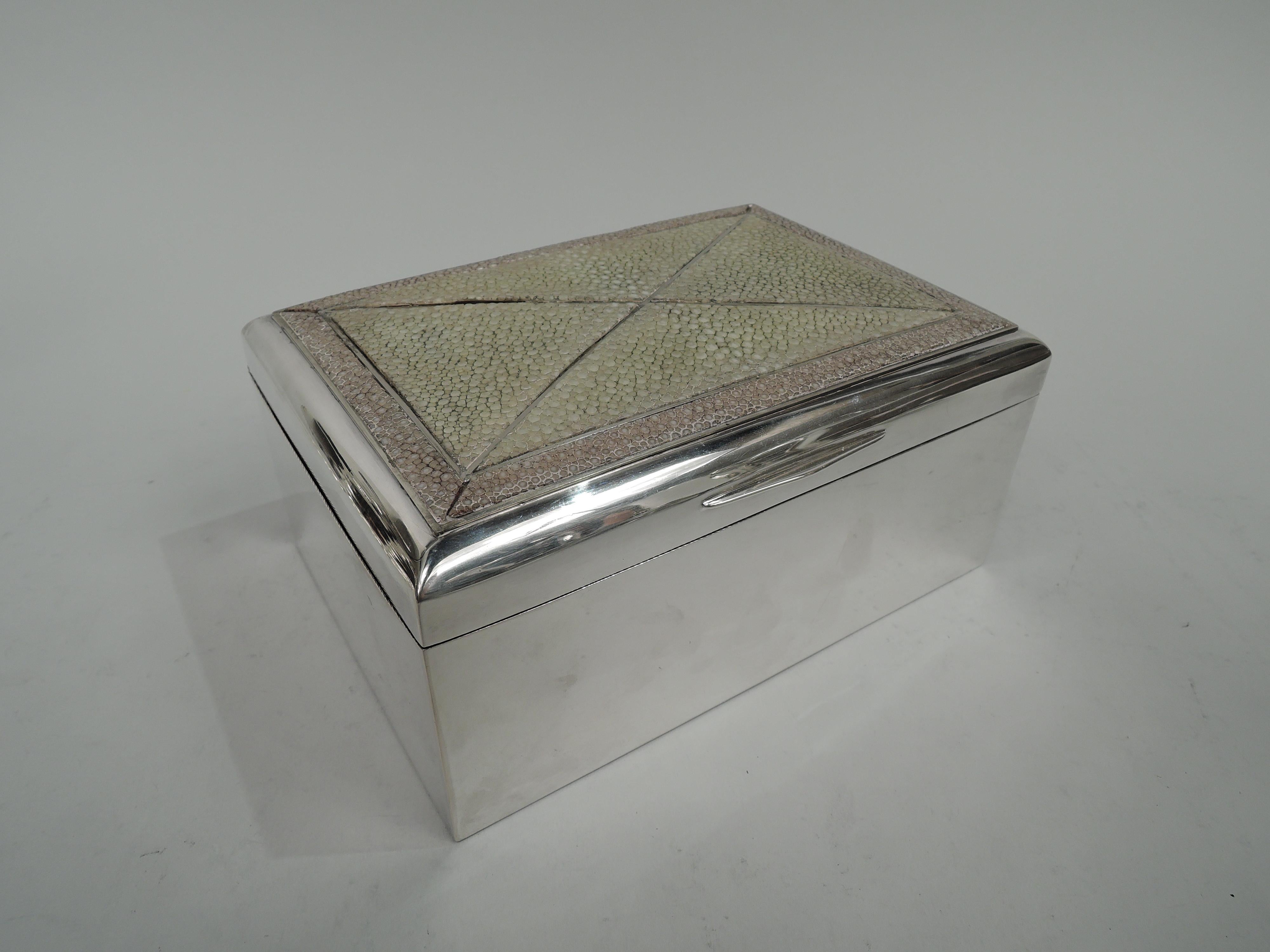 Art Deco German Modern Silver and Shagreen Silver Box For Sale