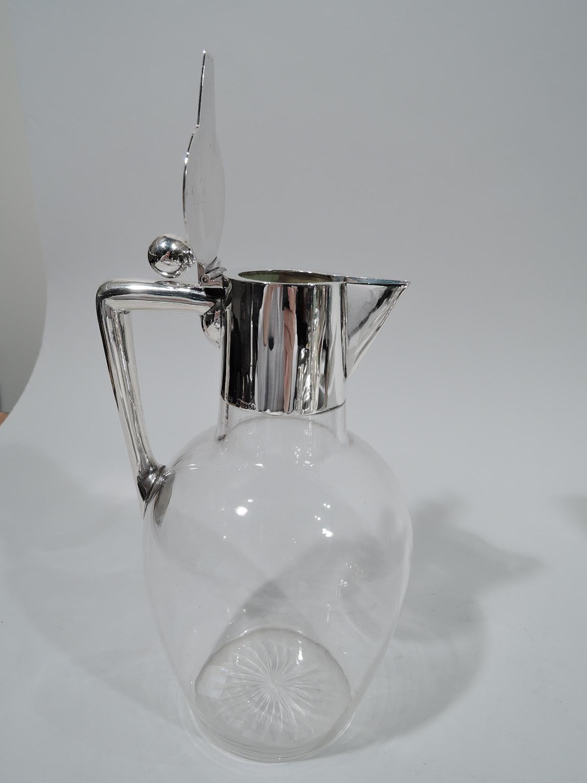 German Modern Silver & Glass Decanter In Excellent Condition In New York, NY