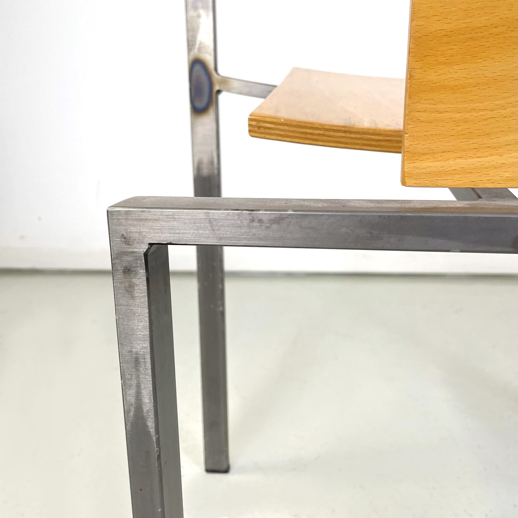 Chaise carrée allemande moderne en bois et métal de Karl-Friedrich Foster KKF, 1980 en vente 9