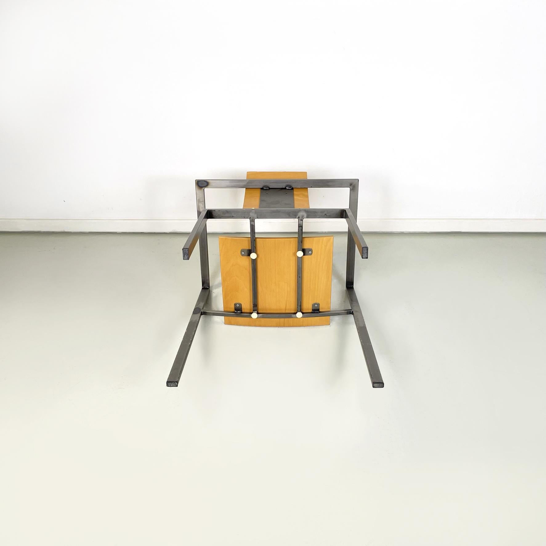 German Modern Squared Chair in Wood and Metal by Karl-Friedrich Foster KKF, 1980 For Sale 14