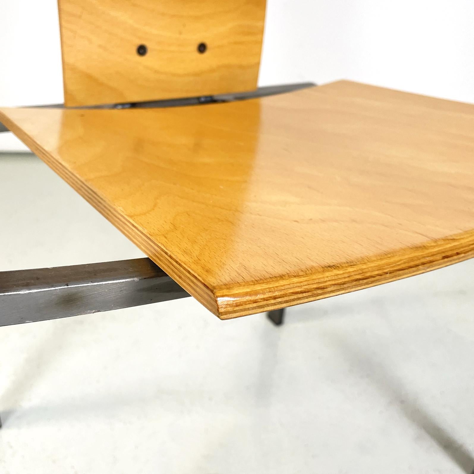 Chaise carrée allemande moderne en bois et métal de Karl-Friedrich Foster KKF, 1980 en vente 1