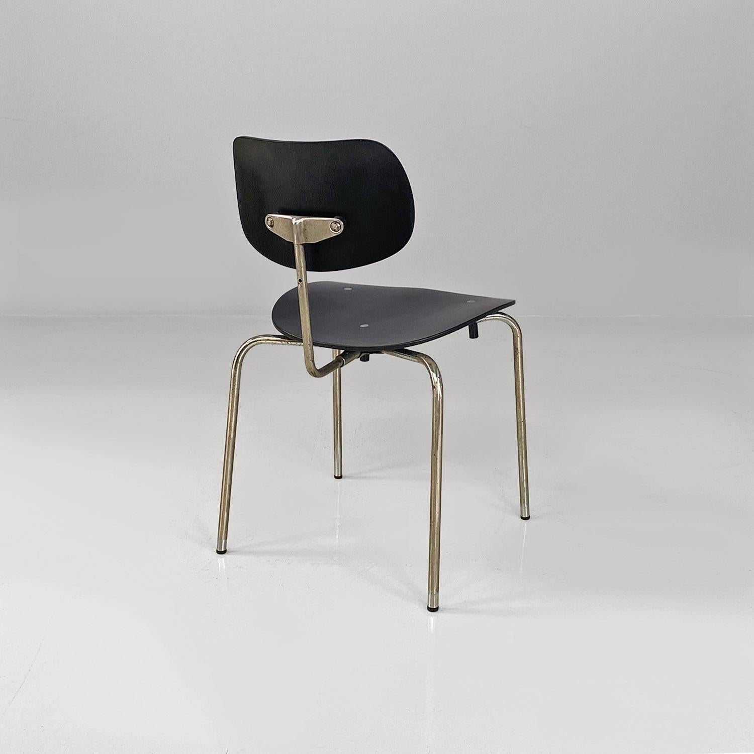 Metallo German modern wood metal SE68 chairs by Egon Eiermann for Wilde + Spieth, 1960s in vendita
