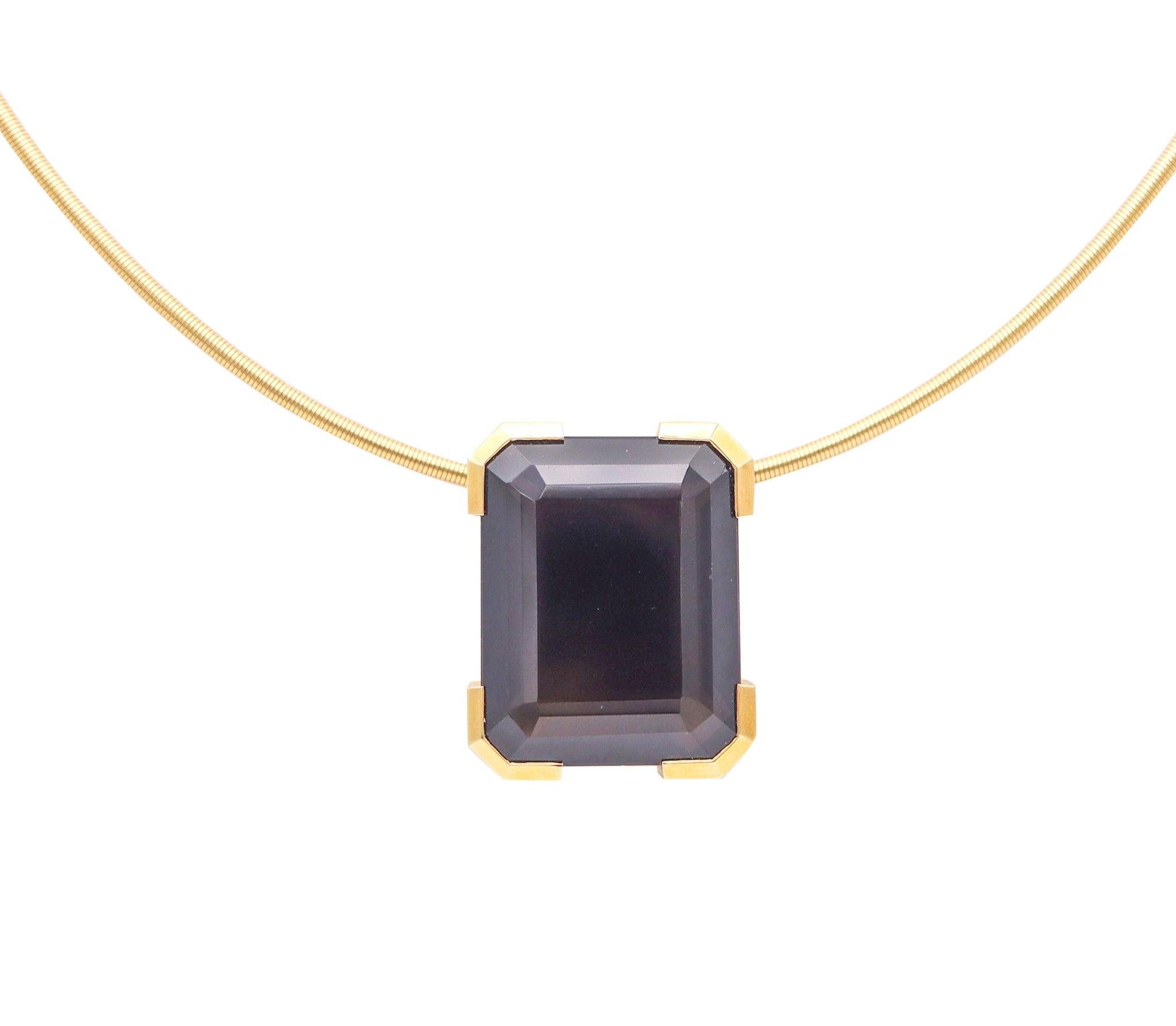 Moderne GERMAN MODERNISM 1970 Collier pendentif en or jaune 18 carats et topaze 95,44 carats en vente